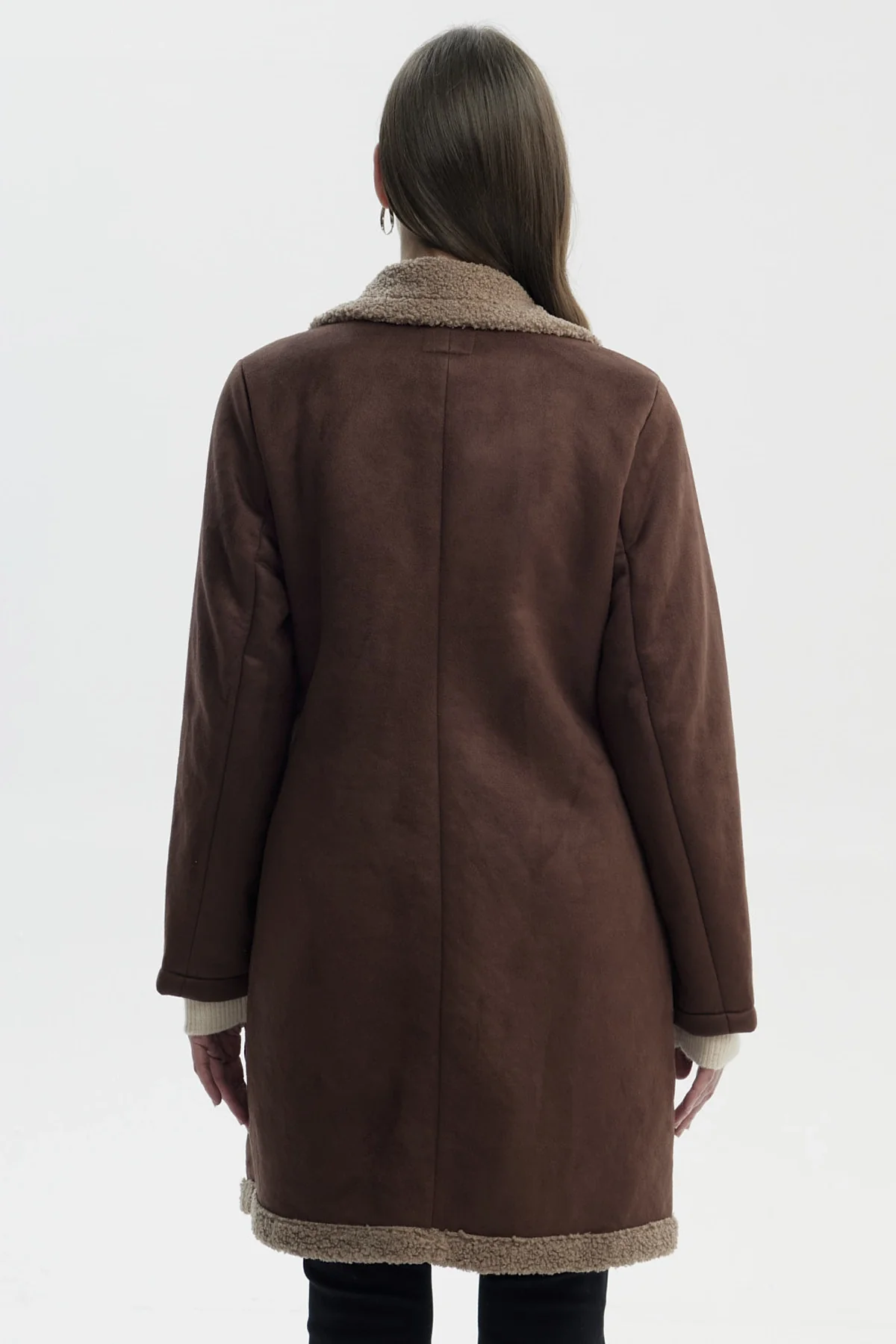Abrigo Mujer Slim Cuello Camisero Café - Image 3