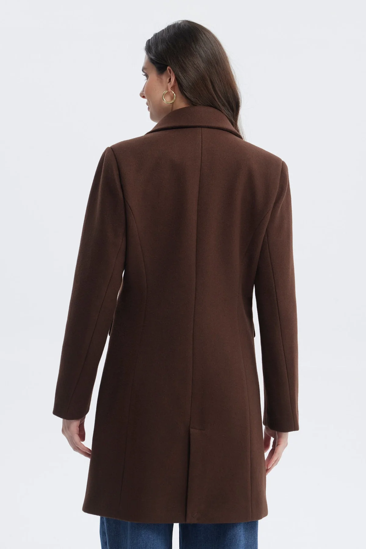 Abrigo Mujer Slim Cuello Camisero Chocolate - Image 3