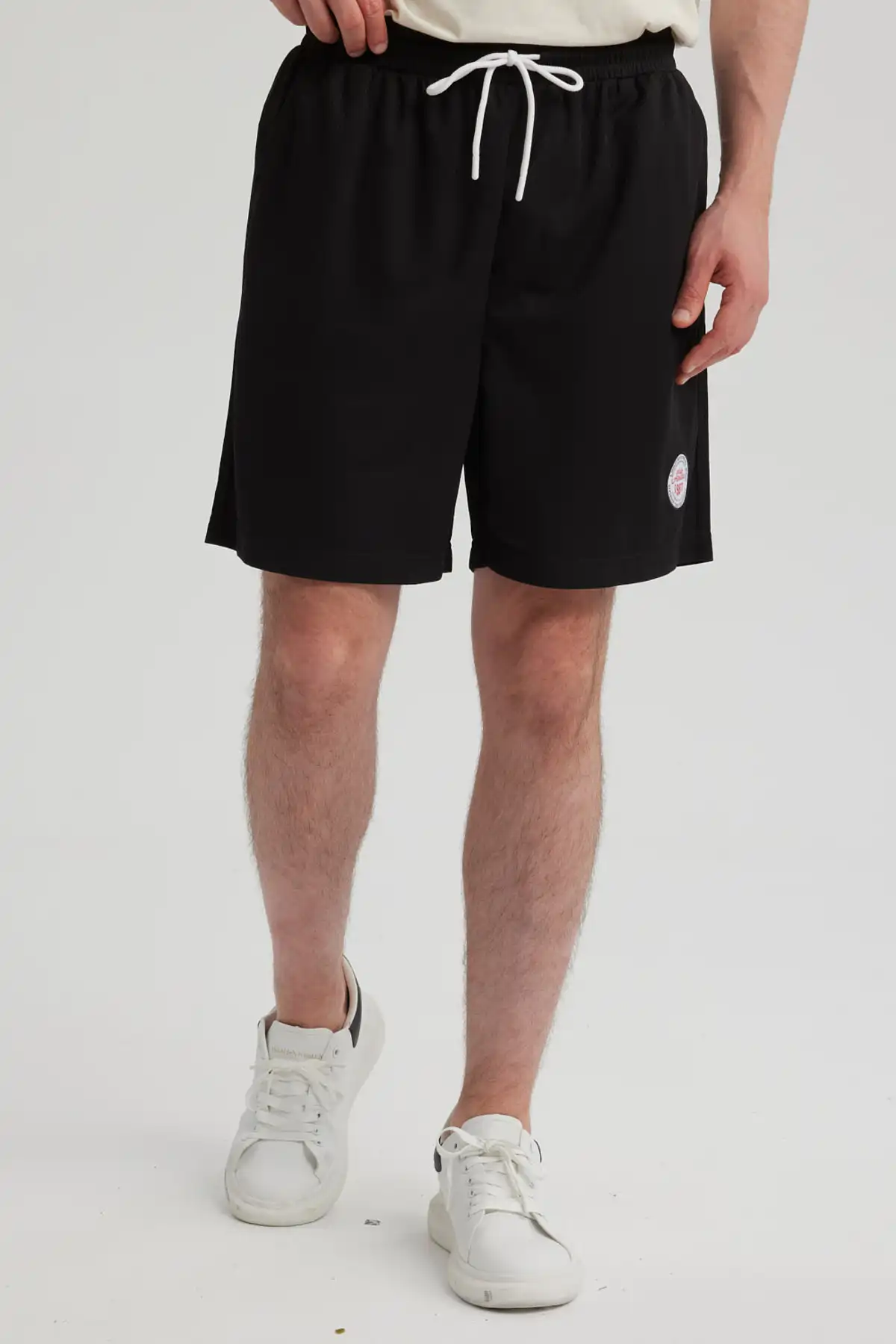 Bermuda Hombre Textura Bolsillo Trasero Negro