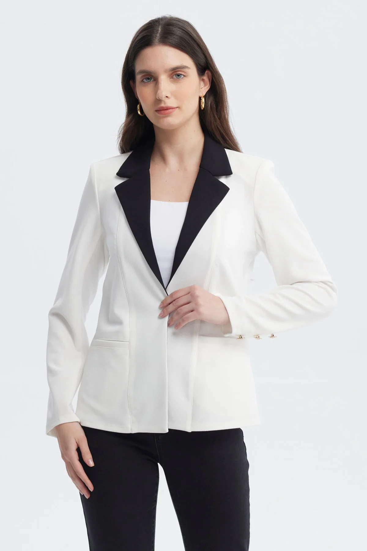 Blazer Mujer Contraste Crudo
