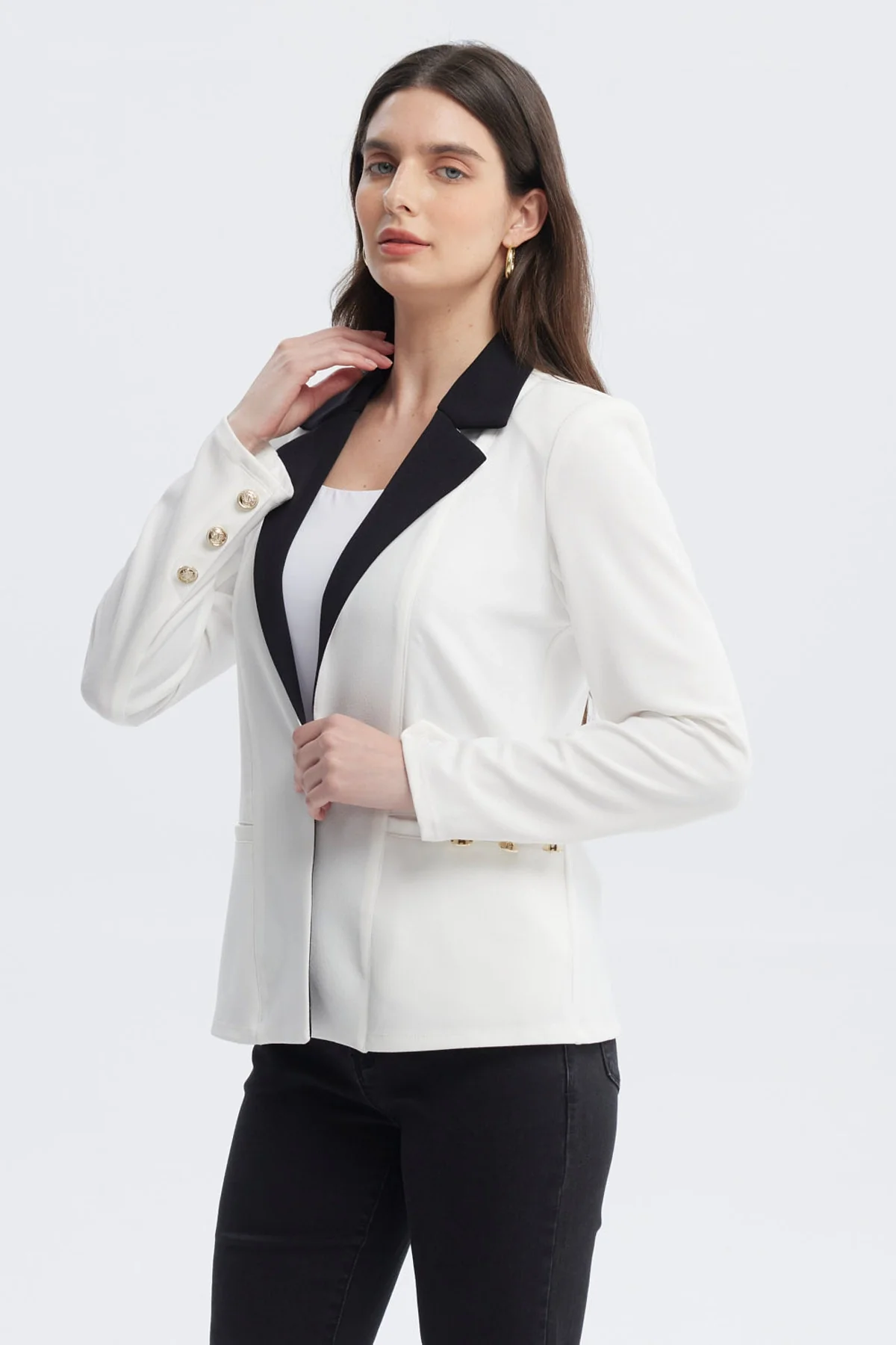 Blazer Mujer Contraste Crudo - Image 2