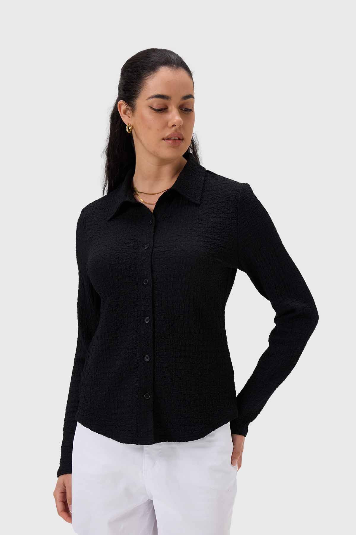 Blusa Mujer Abotonada Negro - Image 2