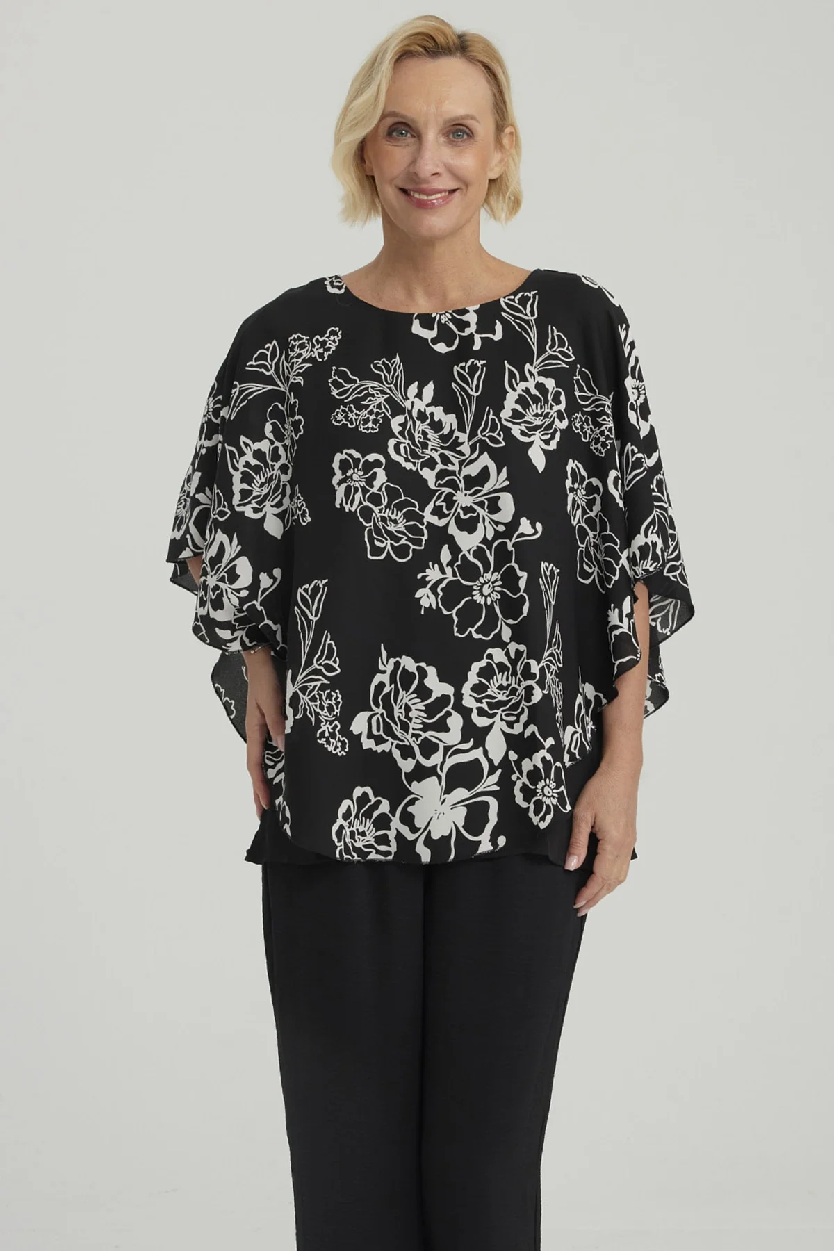 Blusa Mujer Túnica Peto Crep Negro
