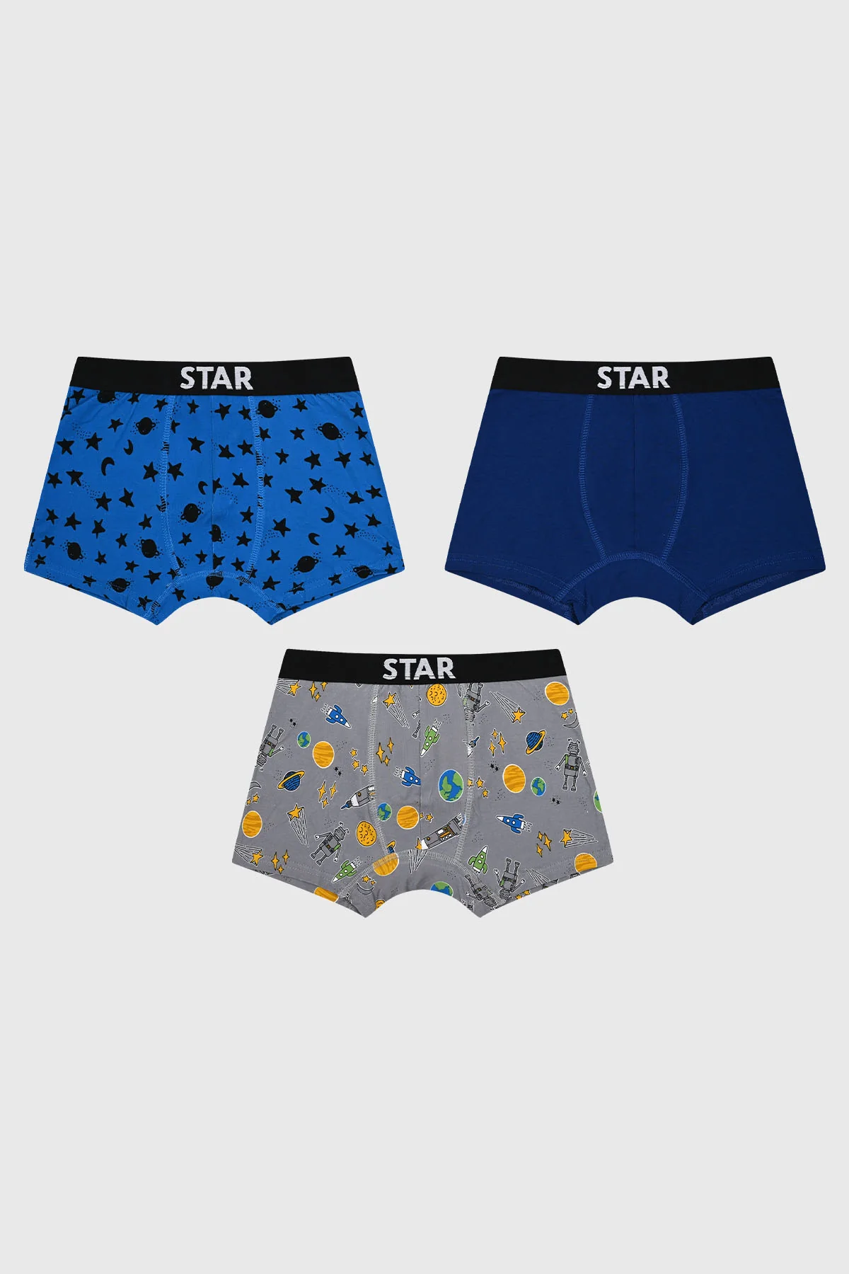 Boxer Niño Tripack Liso Azul