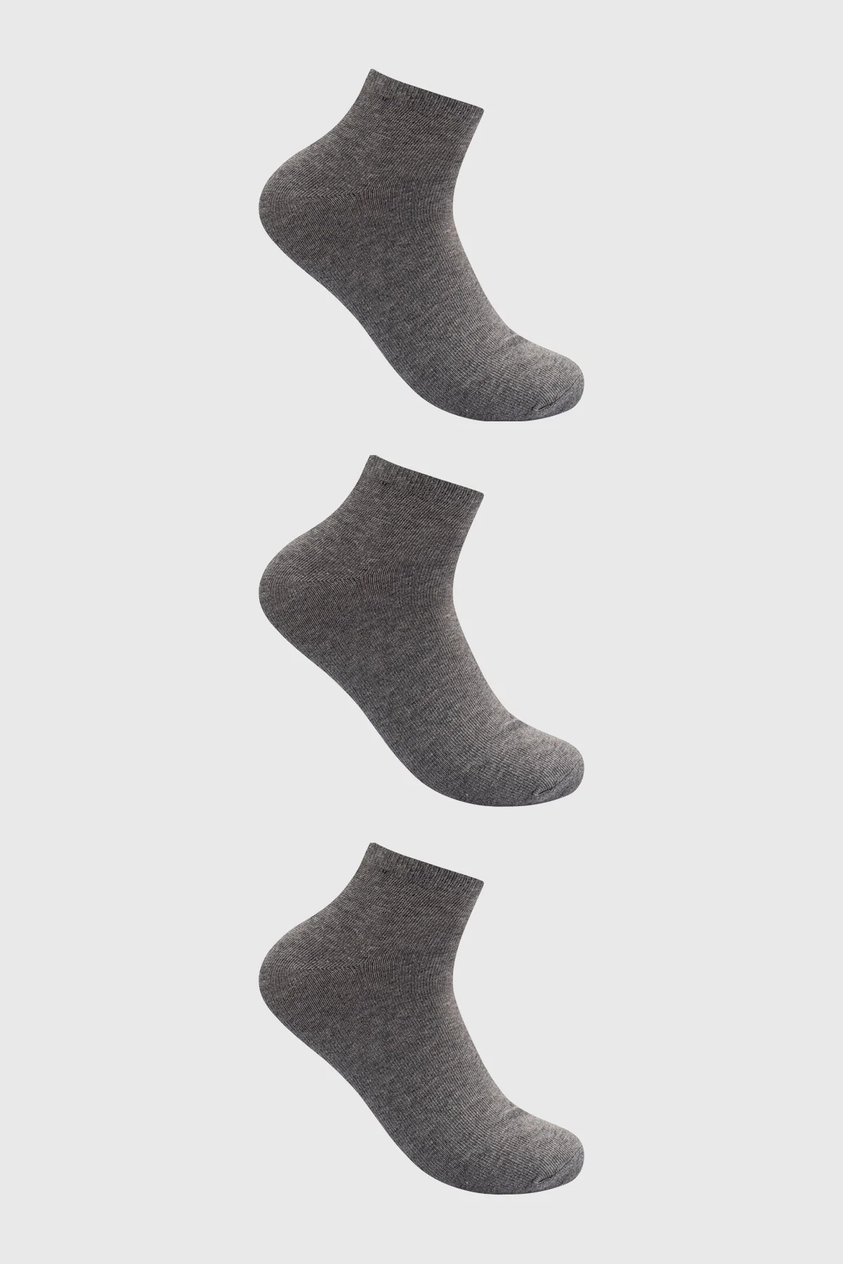 Calceta Deportiva Hombre Tripack Gris Melange