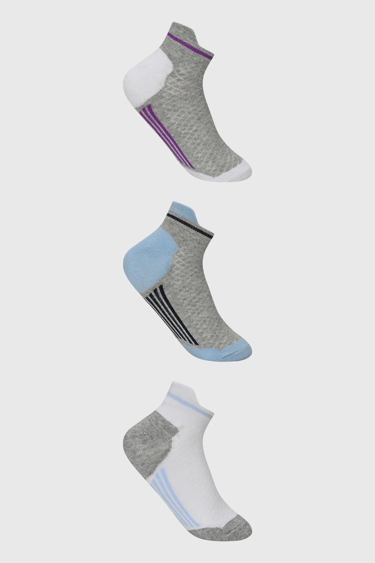 Calceta Deportiva Mujer Tripack Celeste