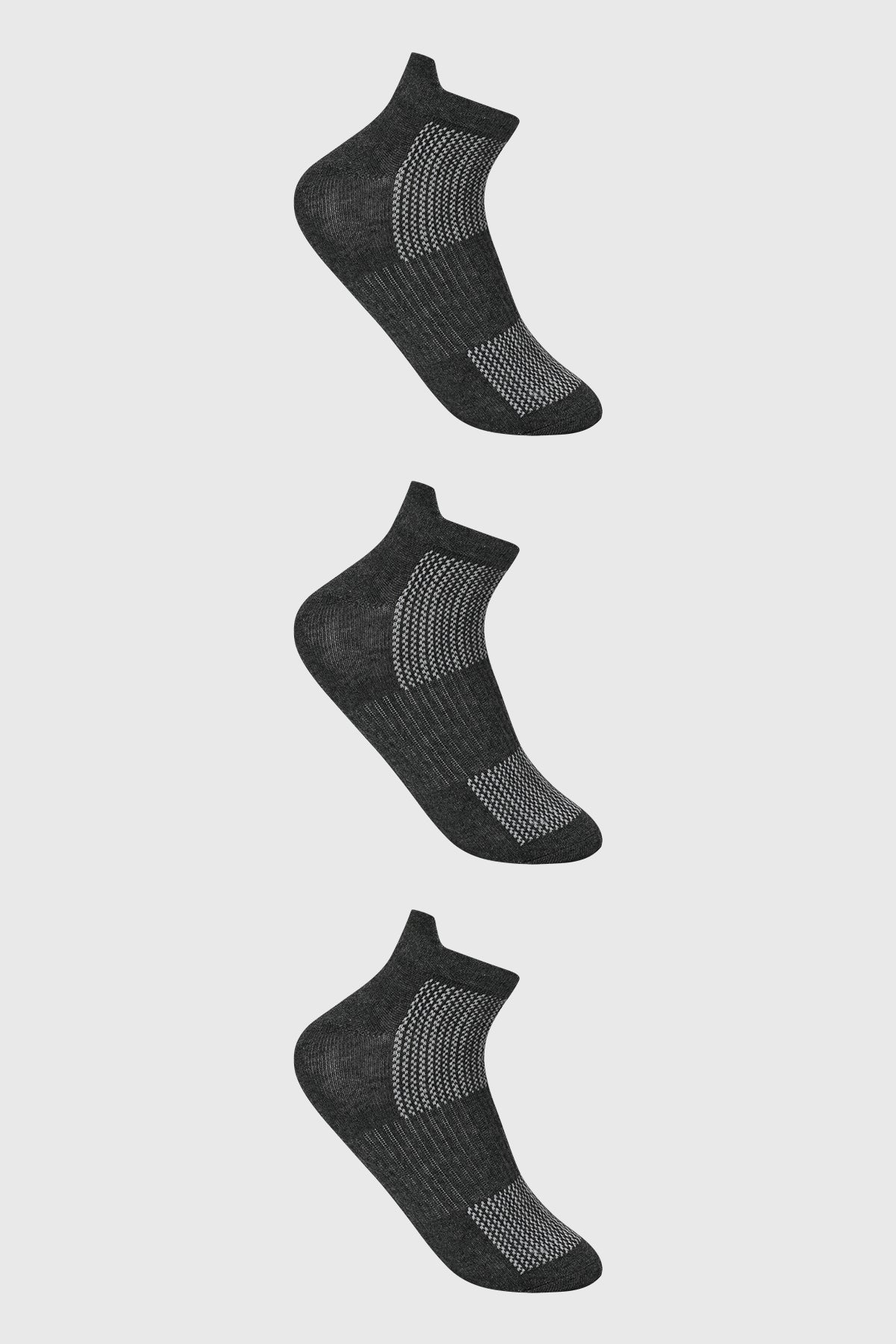 Calceta Deportiva Mujer Tripack Gris Oscuro