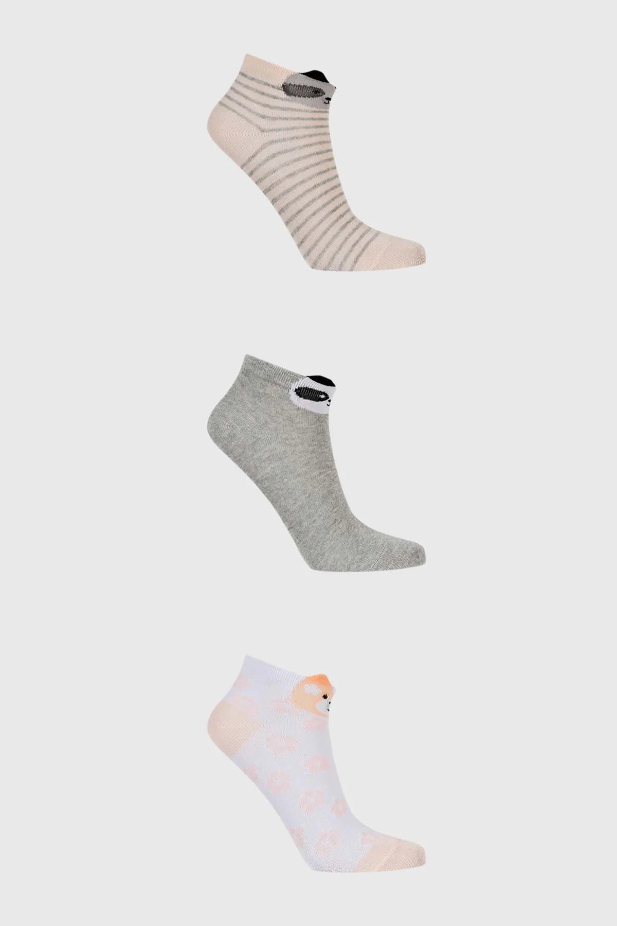 Calceta Deportiva Niña Tripack Gris