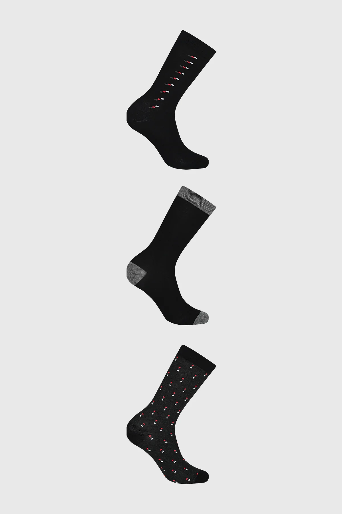 Calcetín Hombre Tripack Gris Oscuro