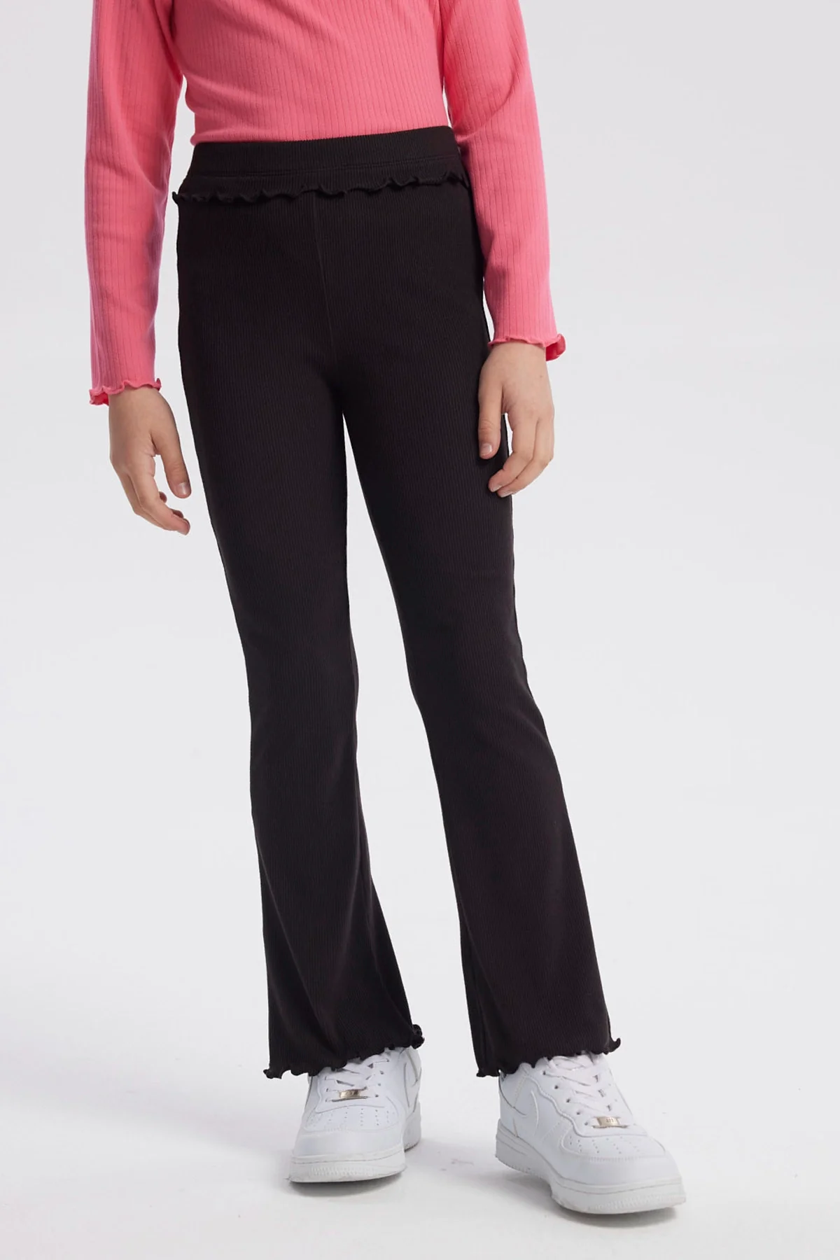 Calza Niña Flare Rib Negro