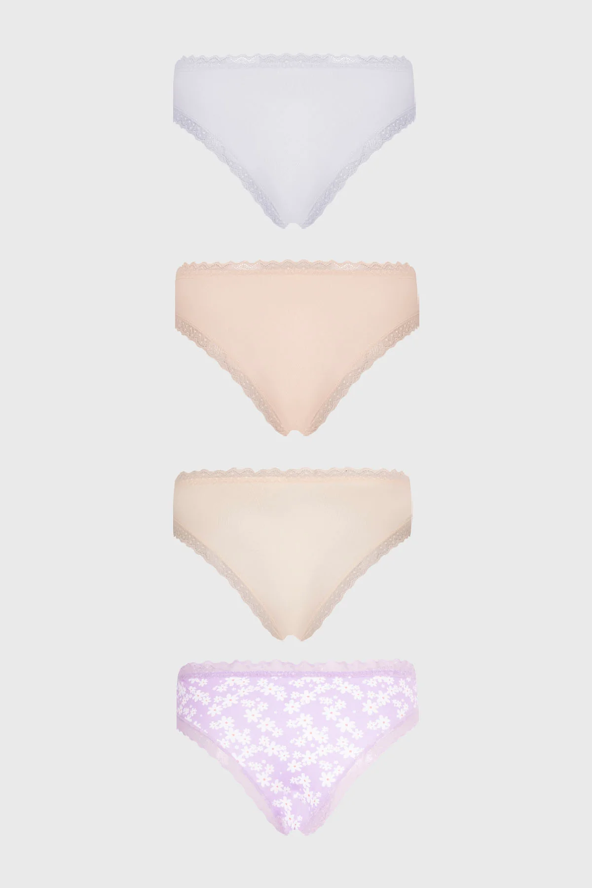 Calzón Mujer 4 Pack Bikini Print Beige