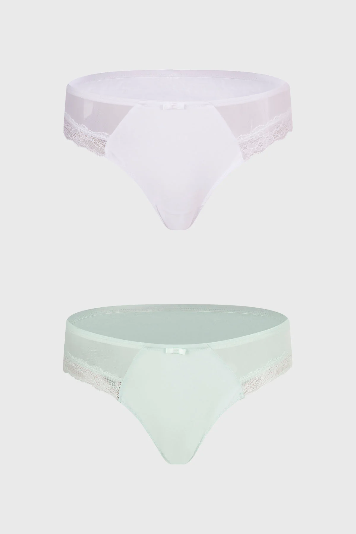 Calzón Mujer Bipack Bikini Detalle Mesh Menta