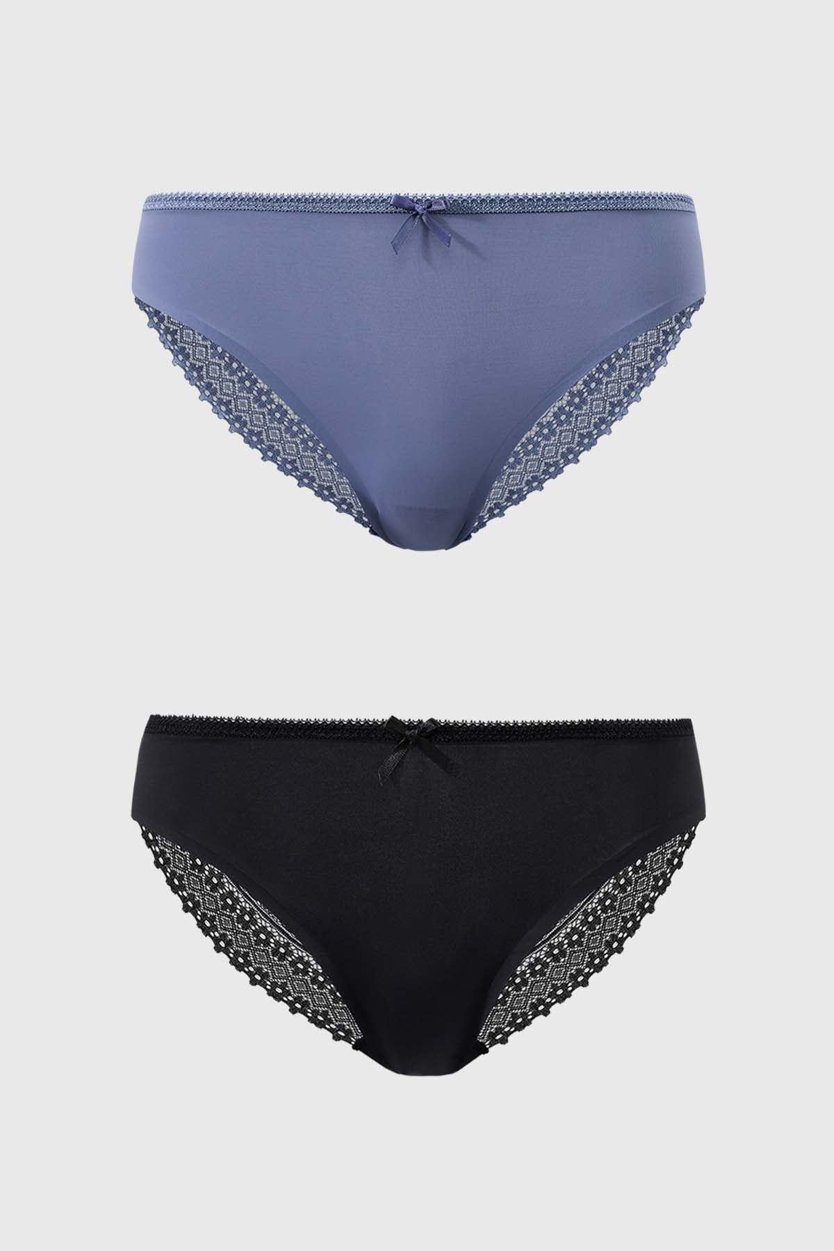 Calzón Mujer Bipack Encaje Gris Oscuro