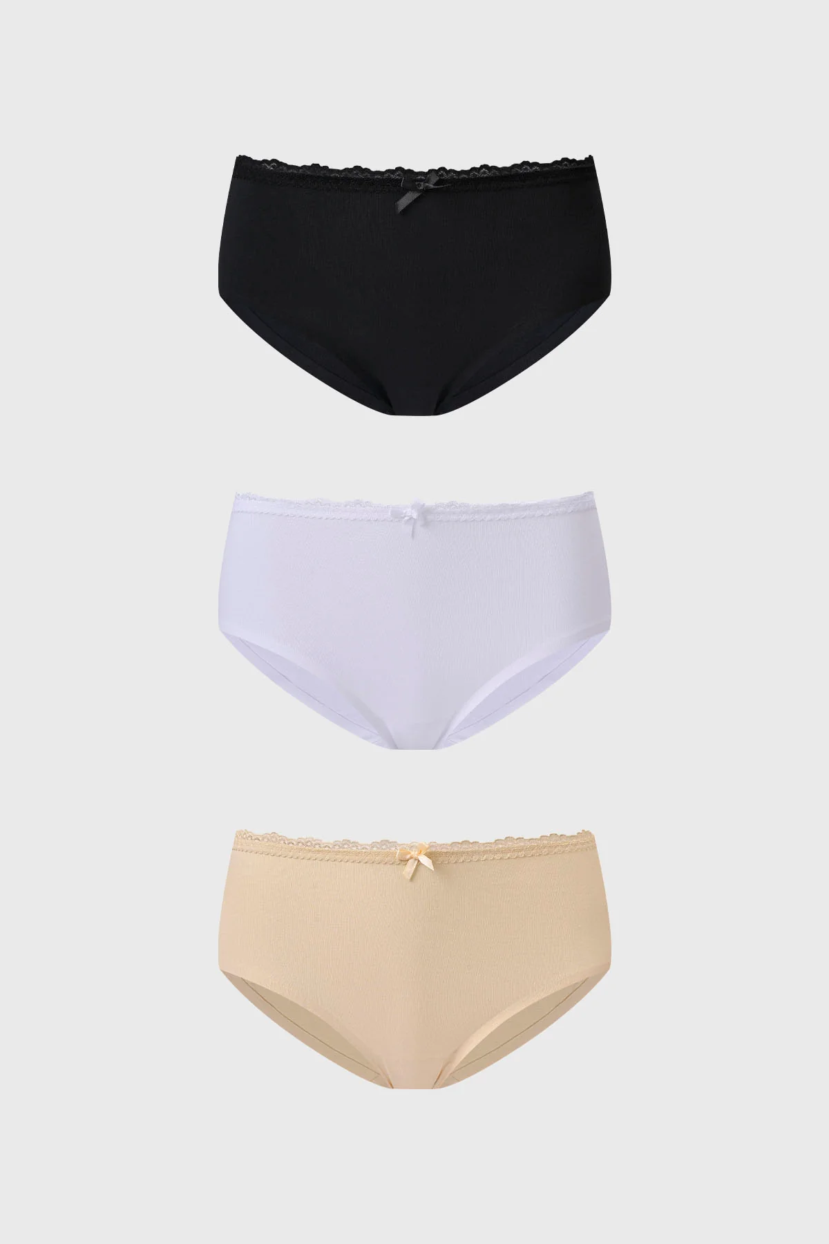 Calzón Mujer Tripack Pantaleta Detalle Encaje Blanco
