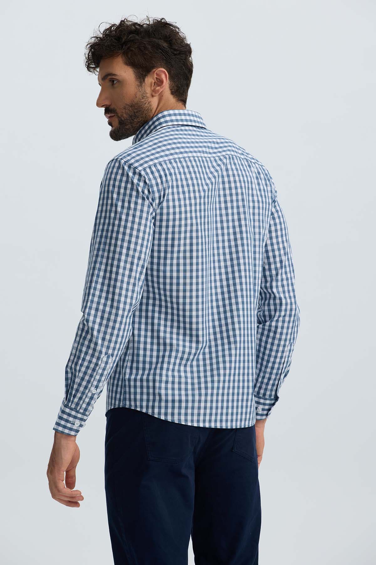 Camisa Hombre Cuadros Azul Denim - Image 3