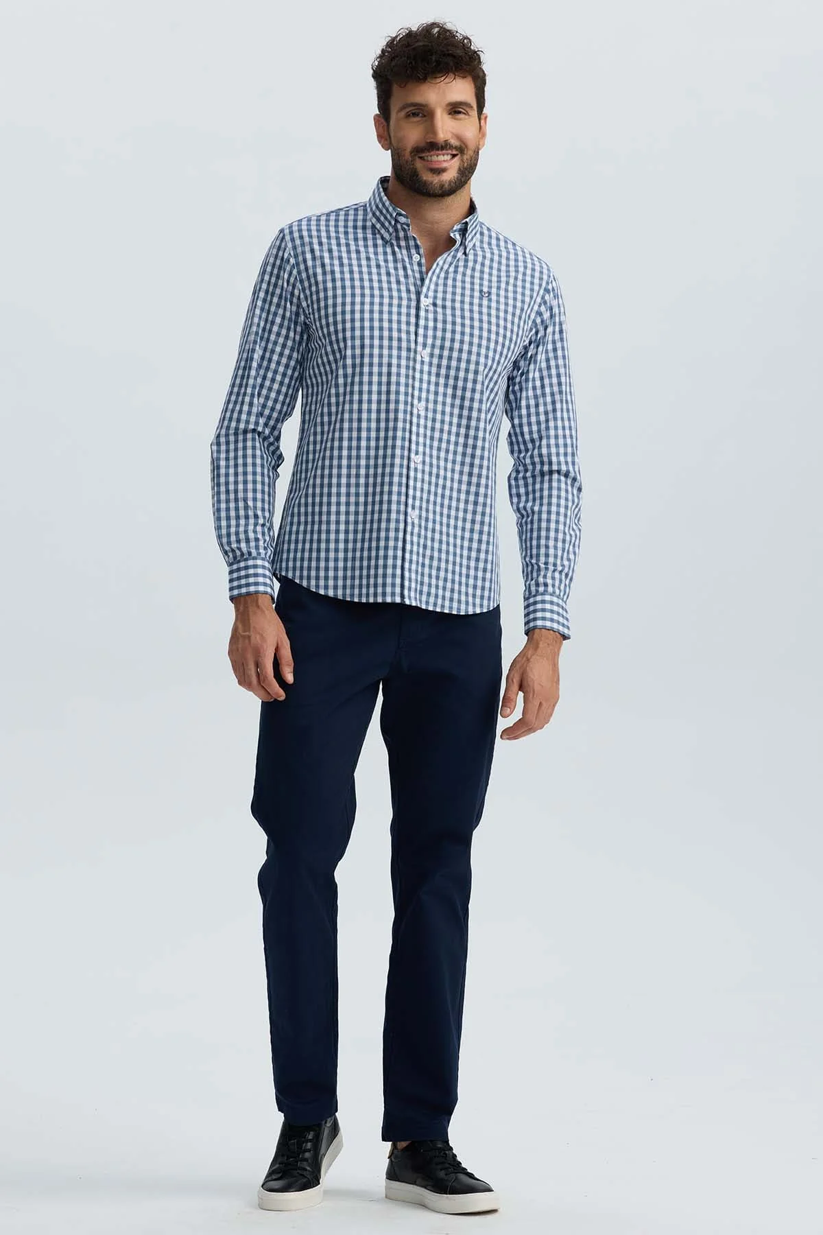 Camisa Hombre Cuadros Azul Denim - Image 4