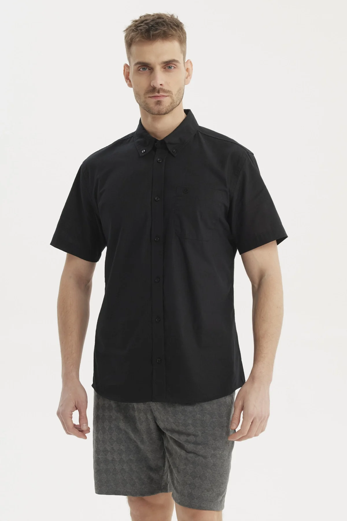 Camisa Hombre Cuello Camisero Negro
