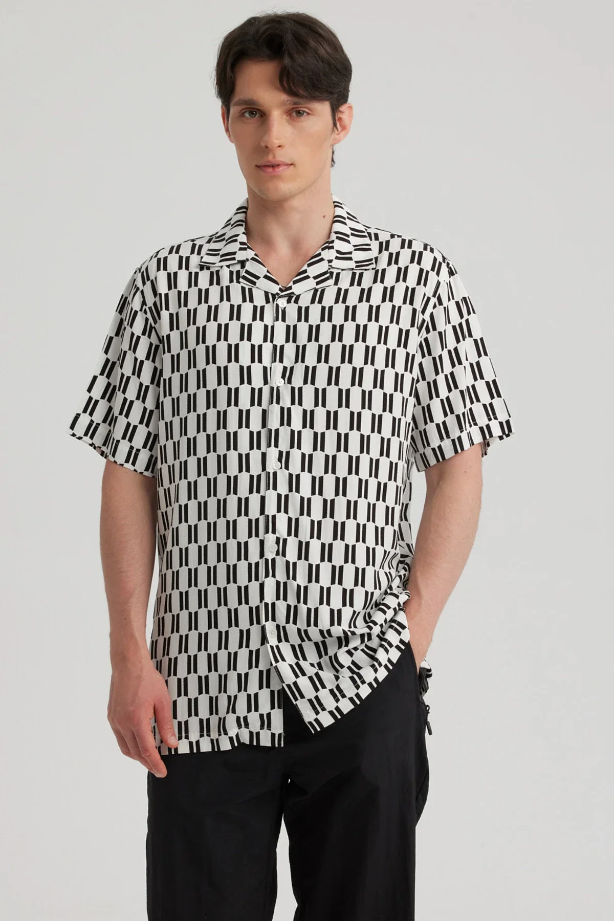Camisa Hombre Cuello Cubano Rapport Blanco
