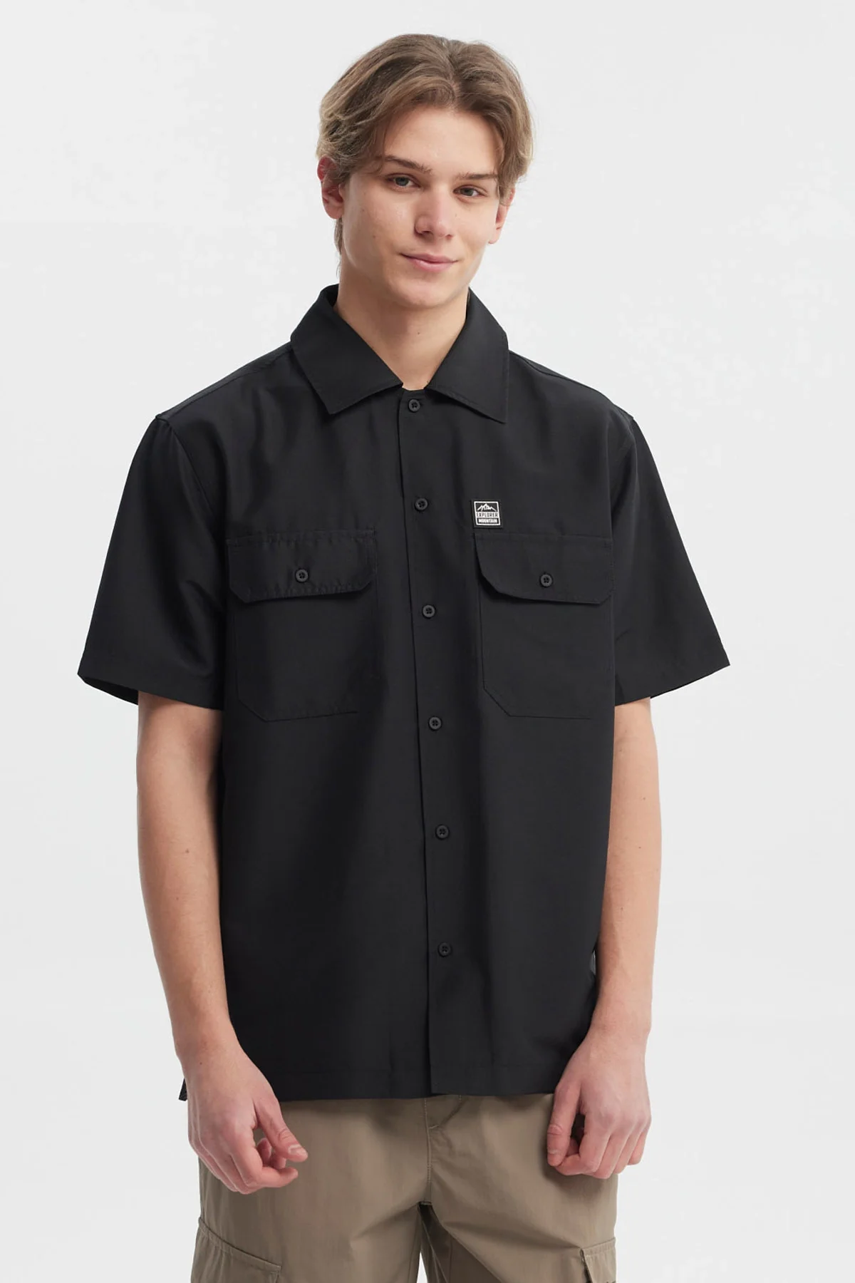Camisa Hombre Doble Bolsillo Negro