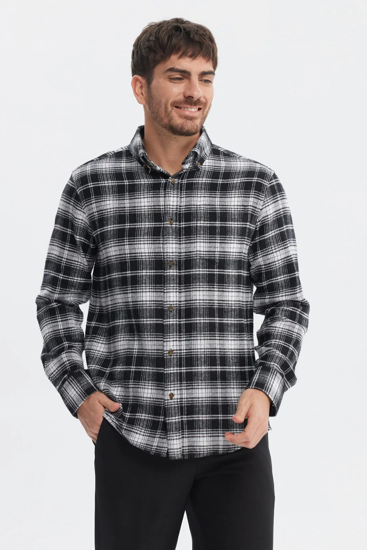 Camisa Hombre Franela Básica Negro
