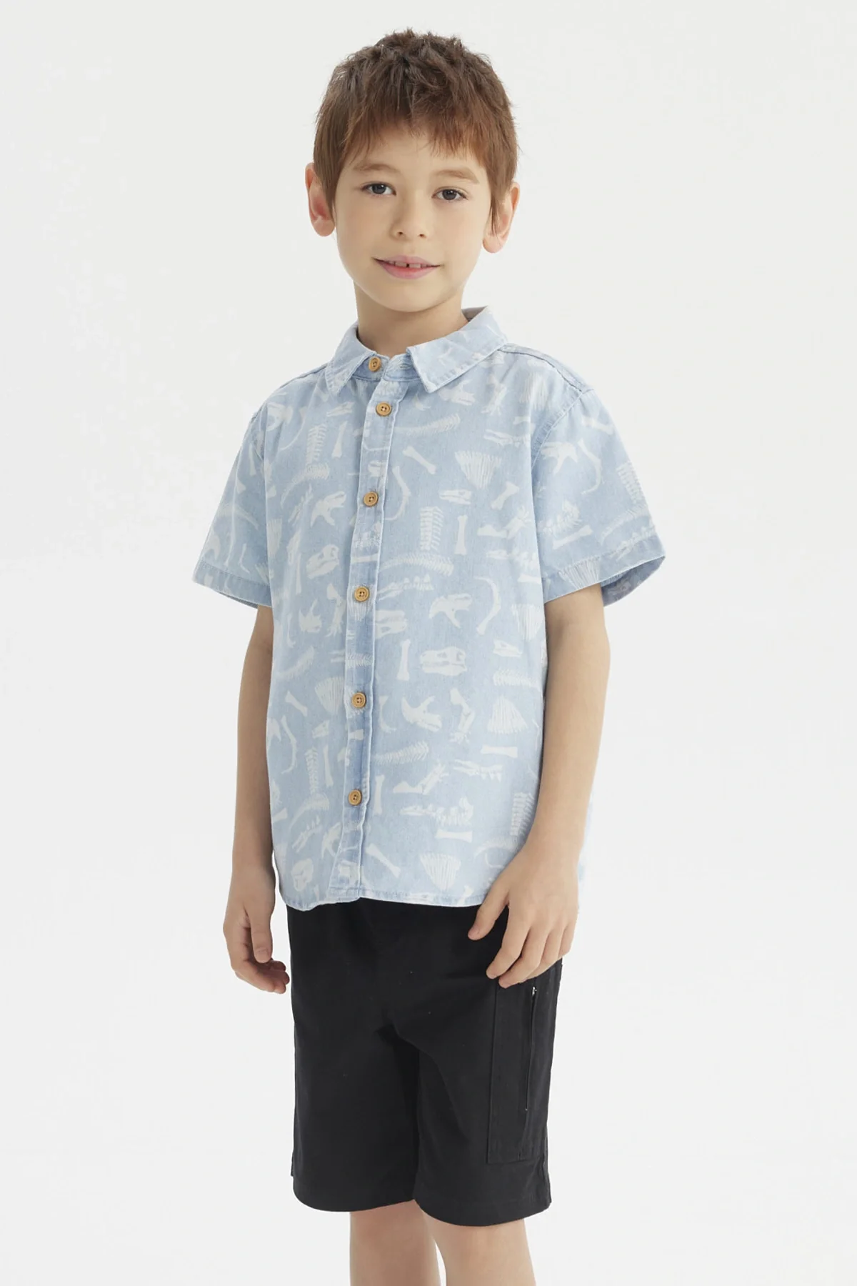 Camisa Niño Denim Dinosaurio Celeste - Image 2
