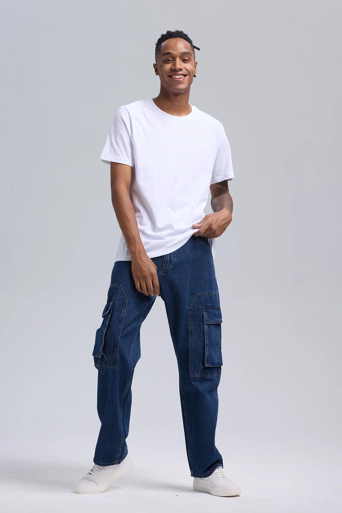 Jeans Hombre Doble Cargo Azul Retro - Image 4
