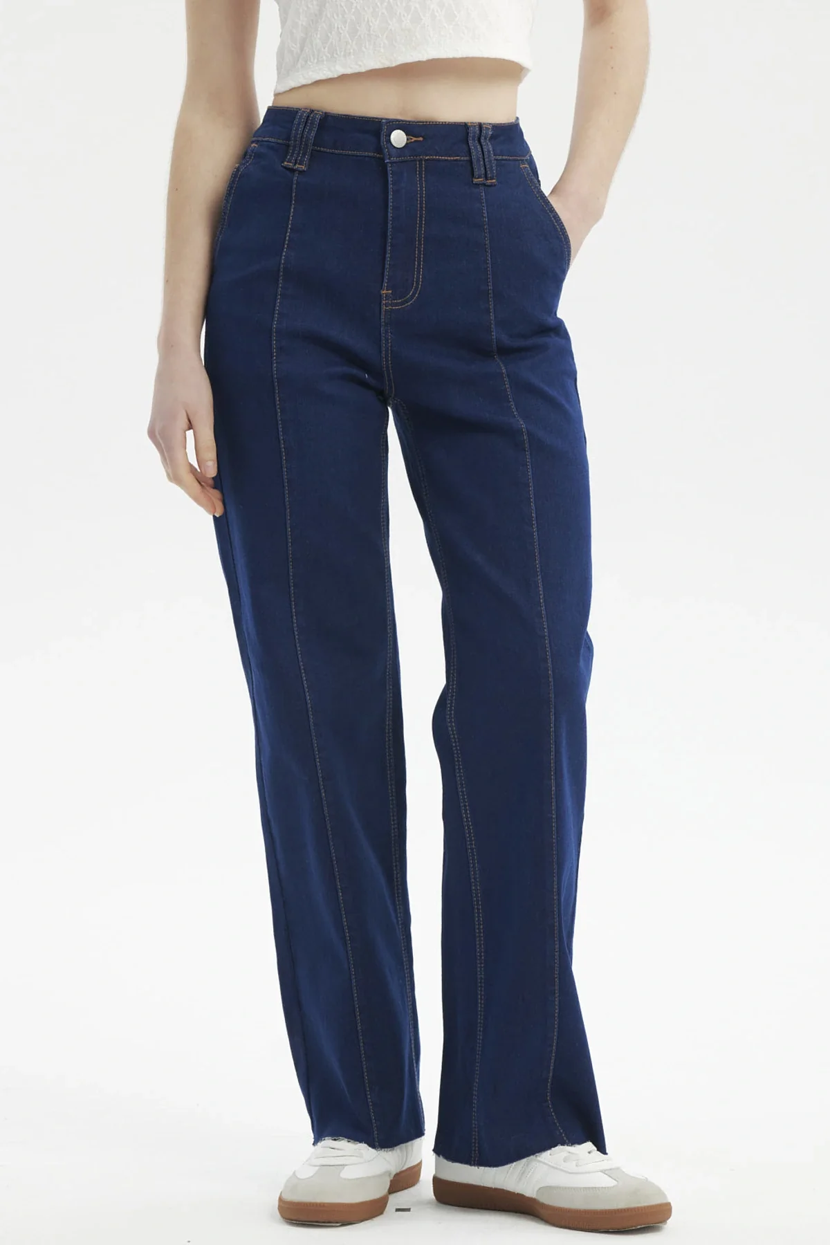 Jeans Mujer Calce Recto Azul Oscuro