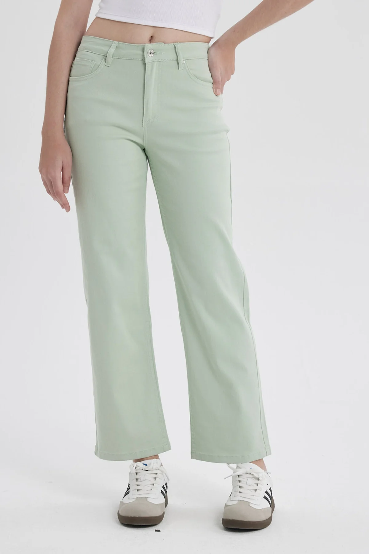 Jeans Mujer Calce Recto Verde Agua