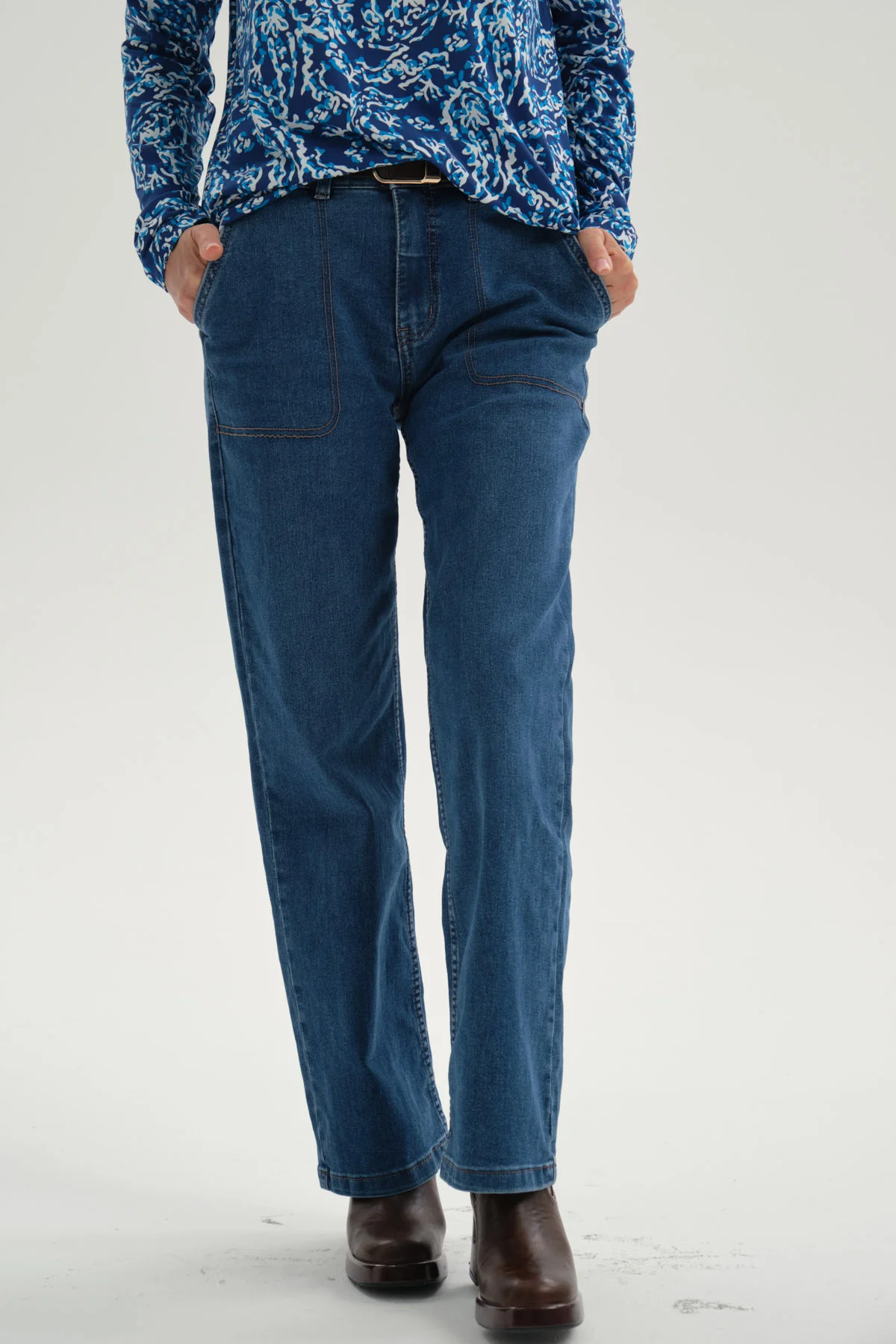 Jeans Mujer Flare Tiro Alto Azul