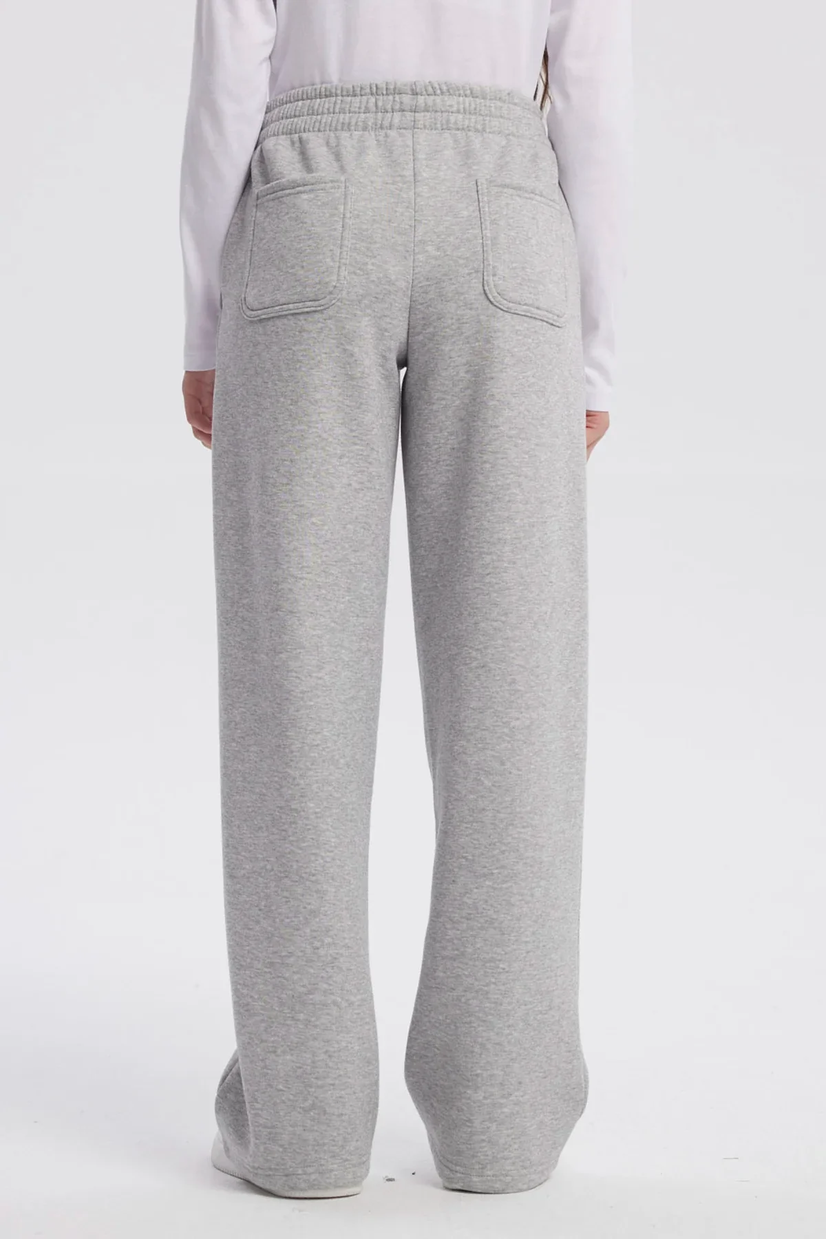 Pantalón Buzo Niña Wide Leg Gris Melange - Image 3