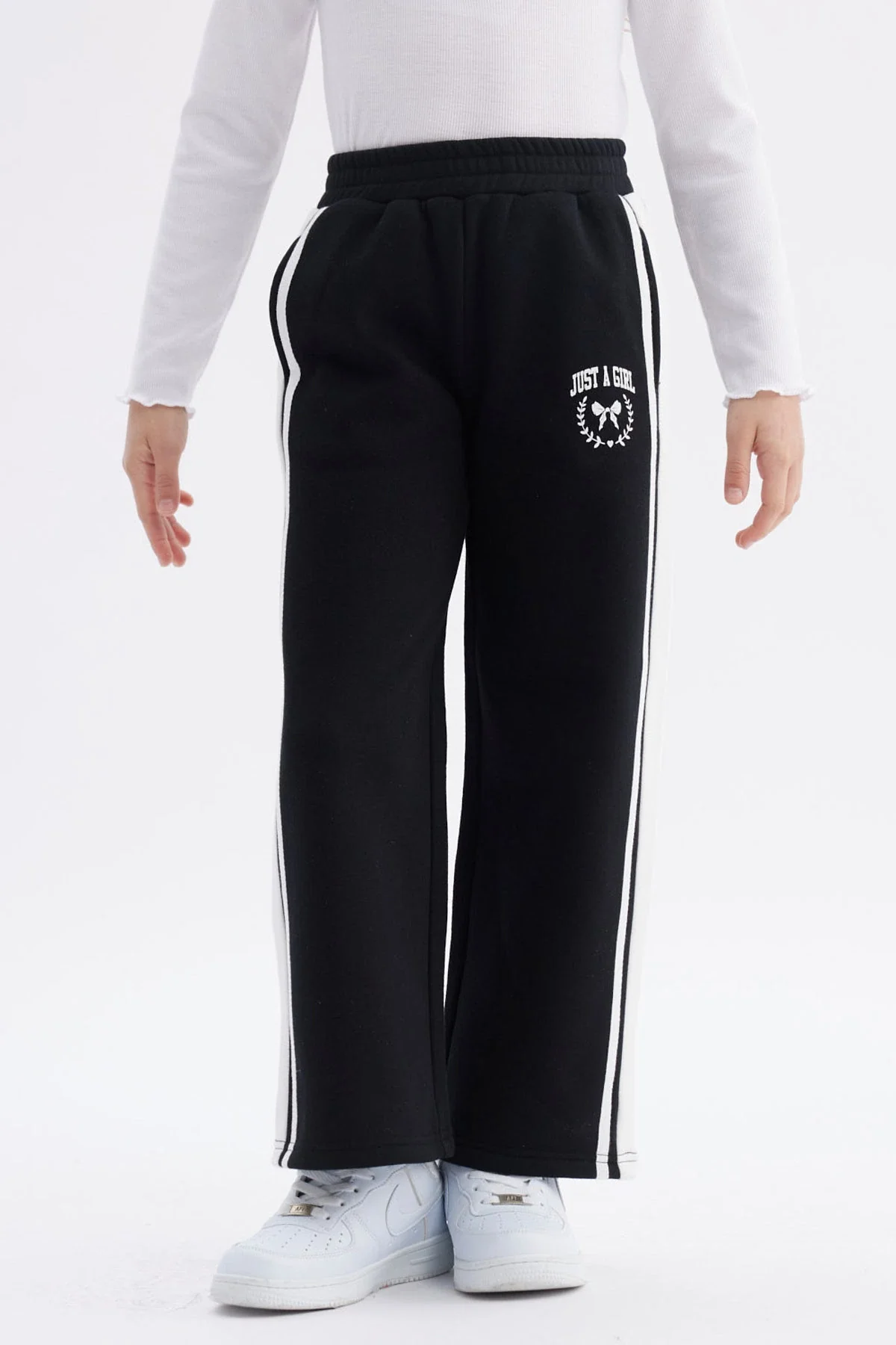 Pantalón Buzo Niña Wide Leg Negro