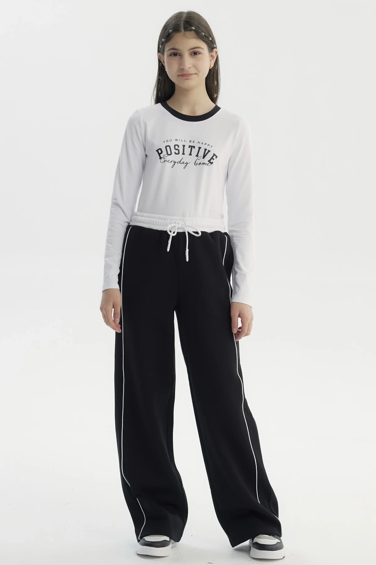 Pantalón Buzo Niña Wide Leg Negro - Image 4