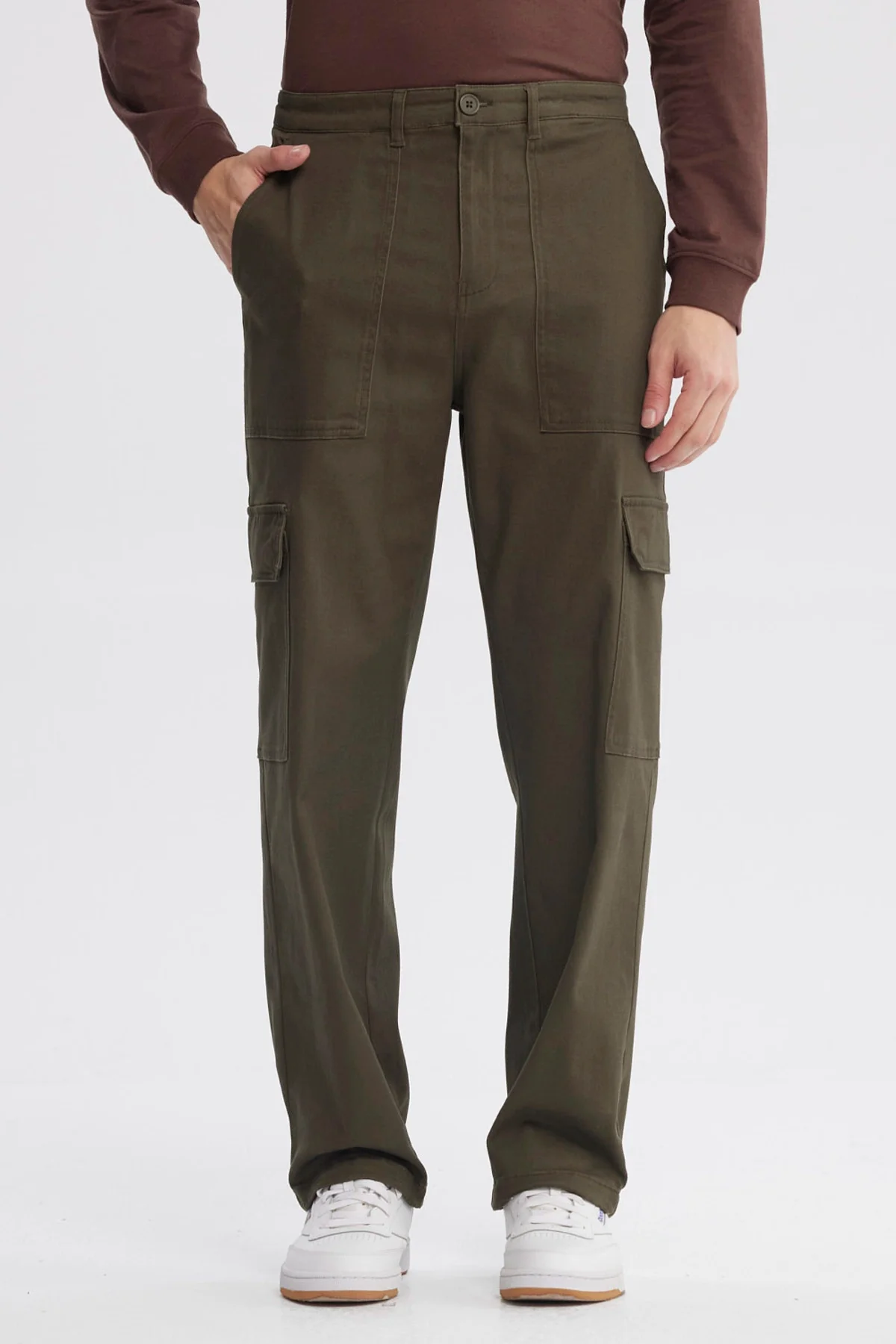 Pantalón Hombre Bolsillo Cargo Verde Militar