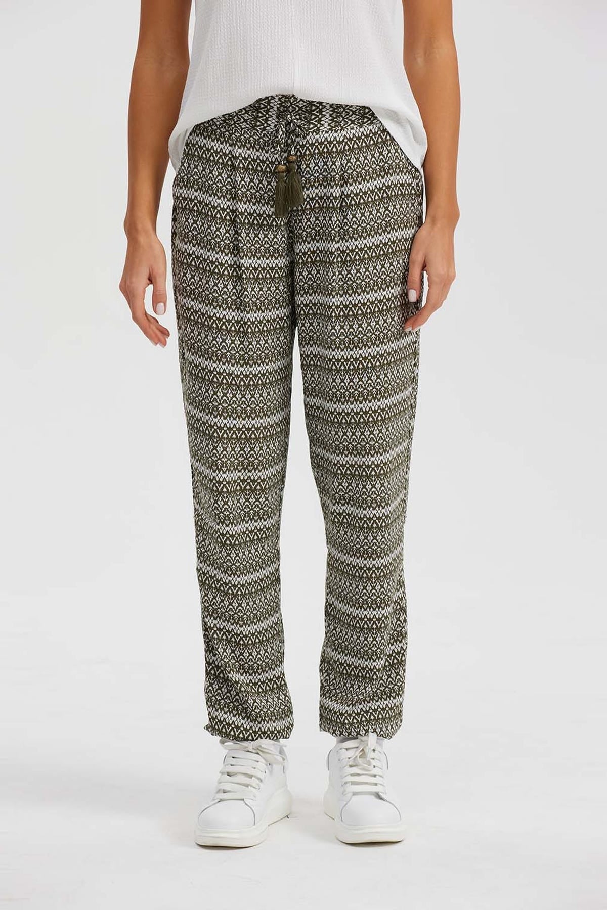 Pantalón Mujer Bombacho Puño Elástico Verde