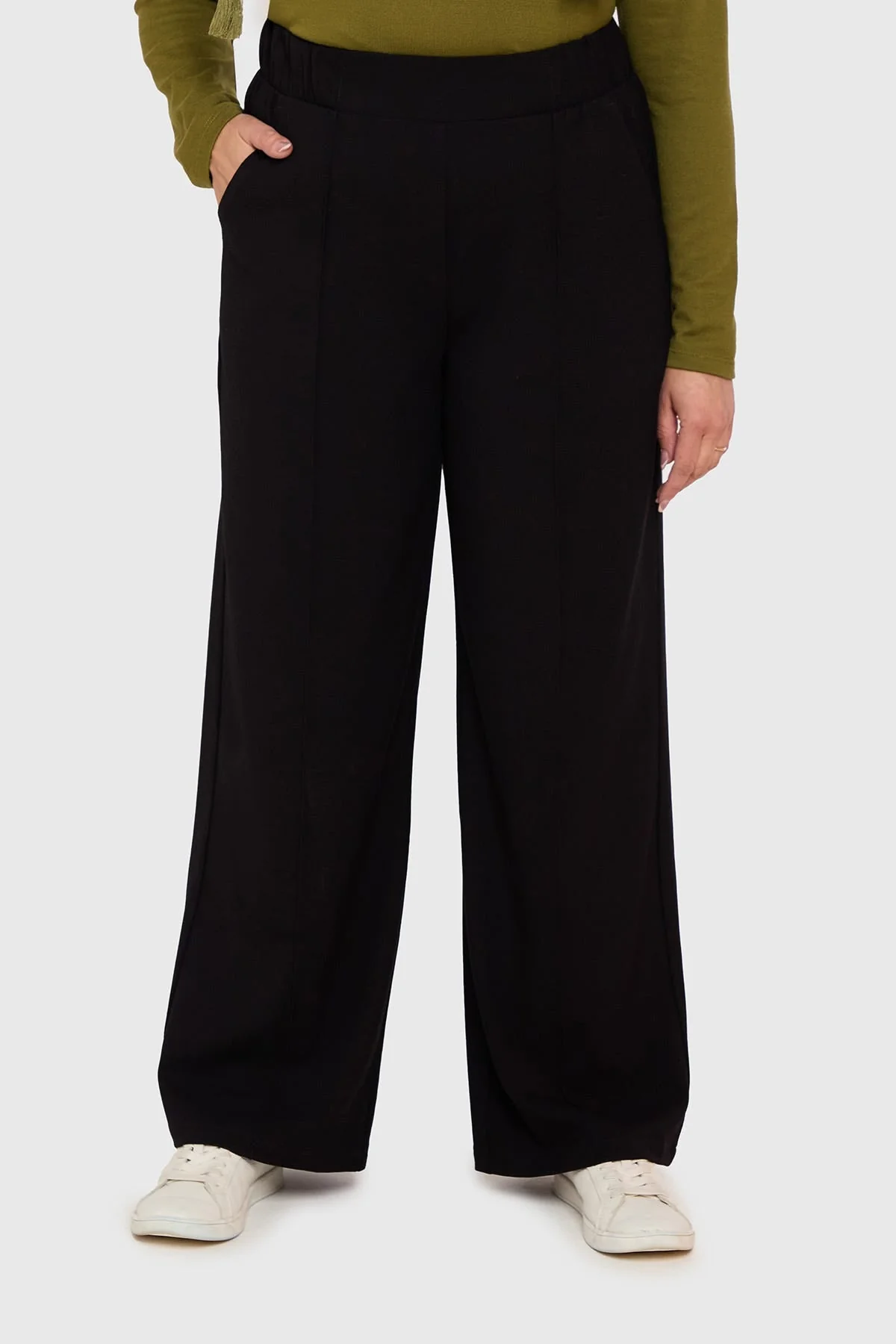 Pantalón Mujer Con Pretina Elástica Negro