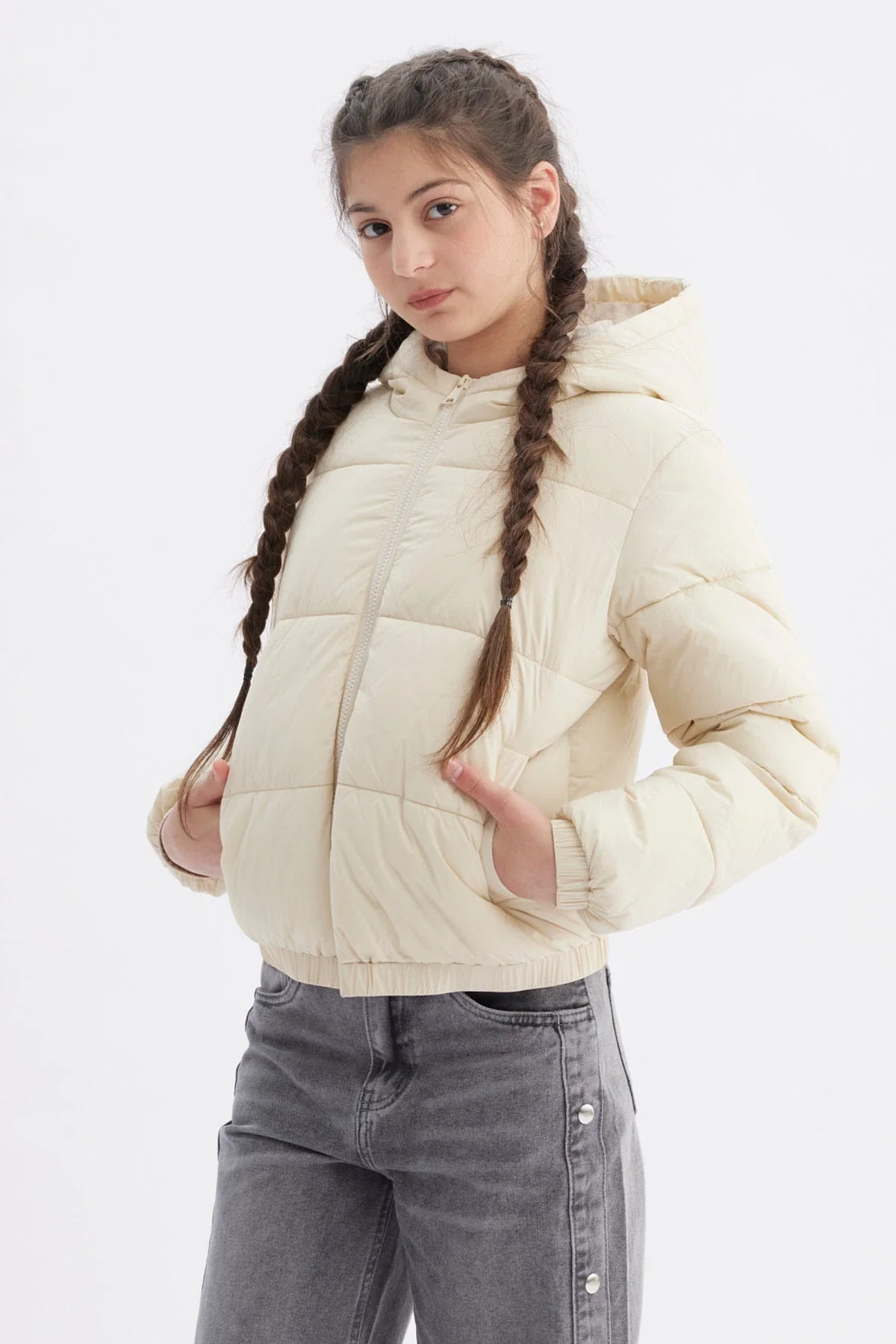 Parka Niña Básica Teen Crudo - Image 2