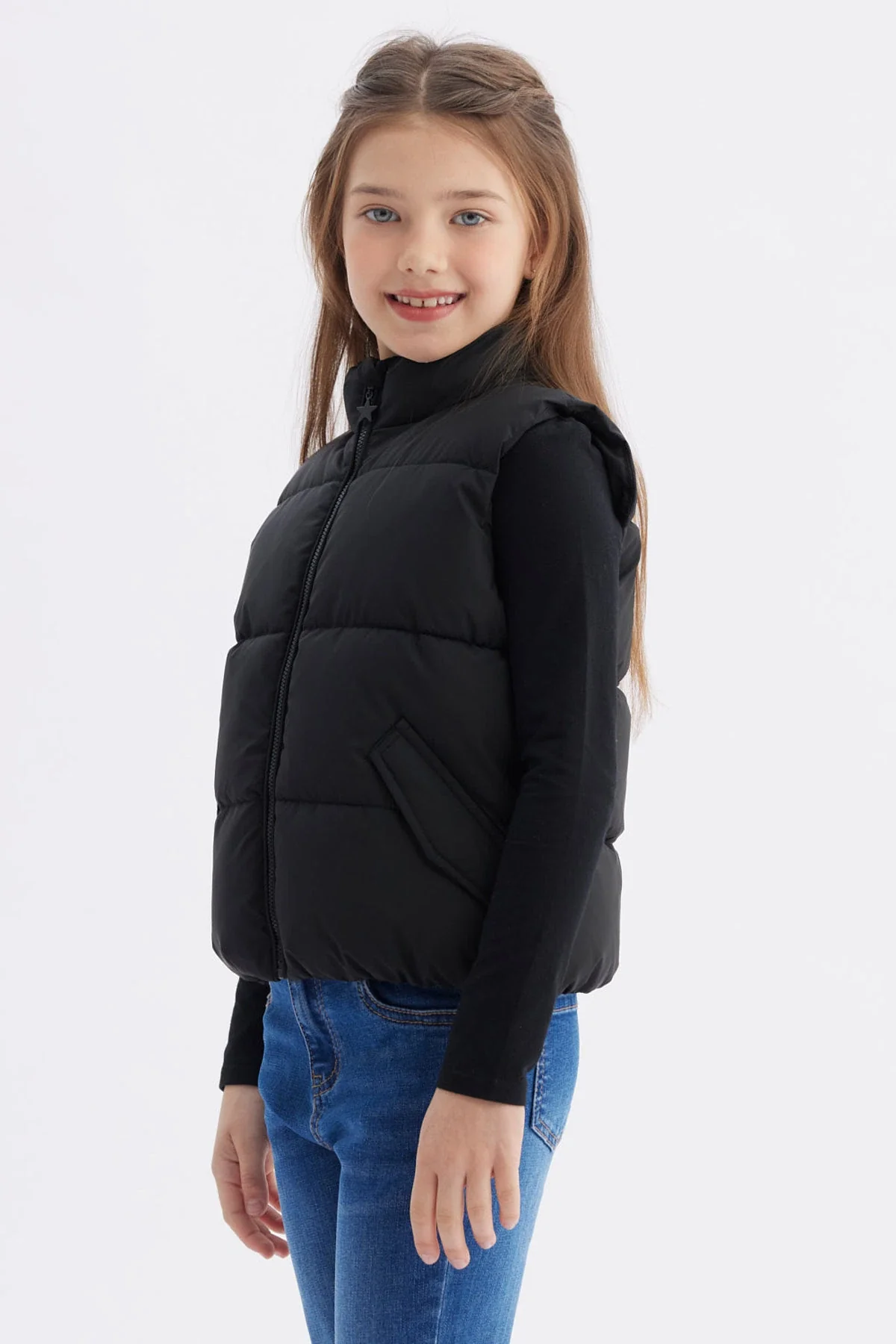 Parka Niña Cuello Con Cierre Negro - Image 2