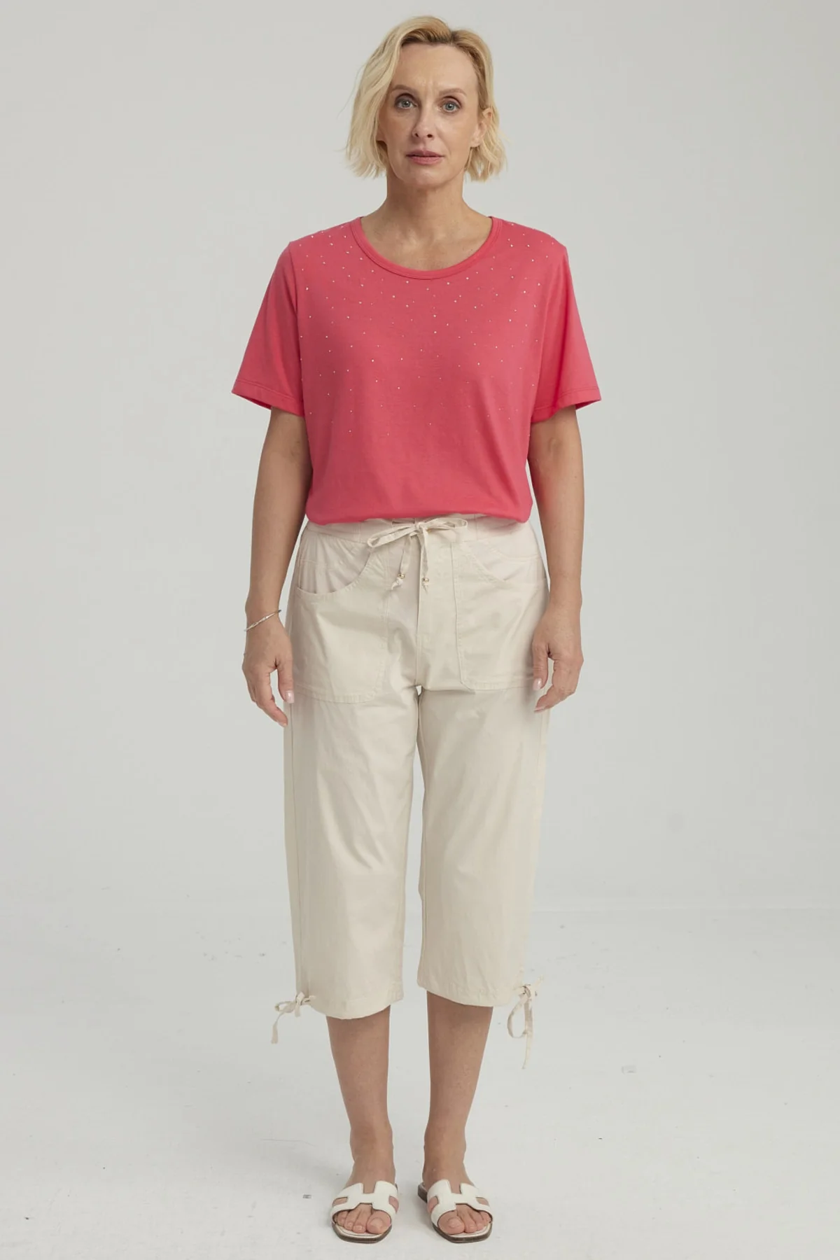 Pescador Mujer Con Cortes Y Apertura Beige Claro - Image 4