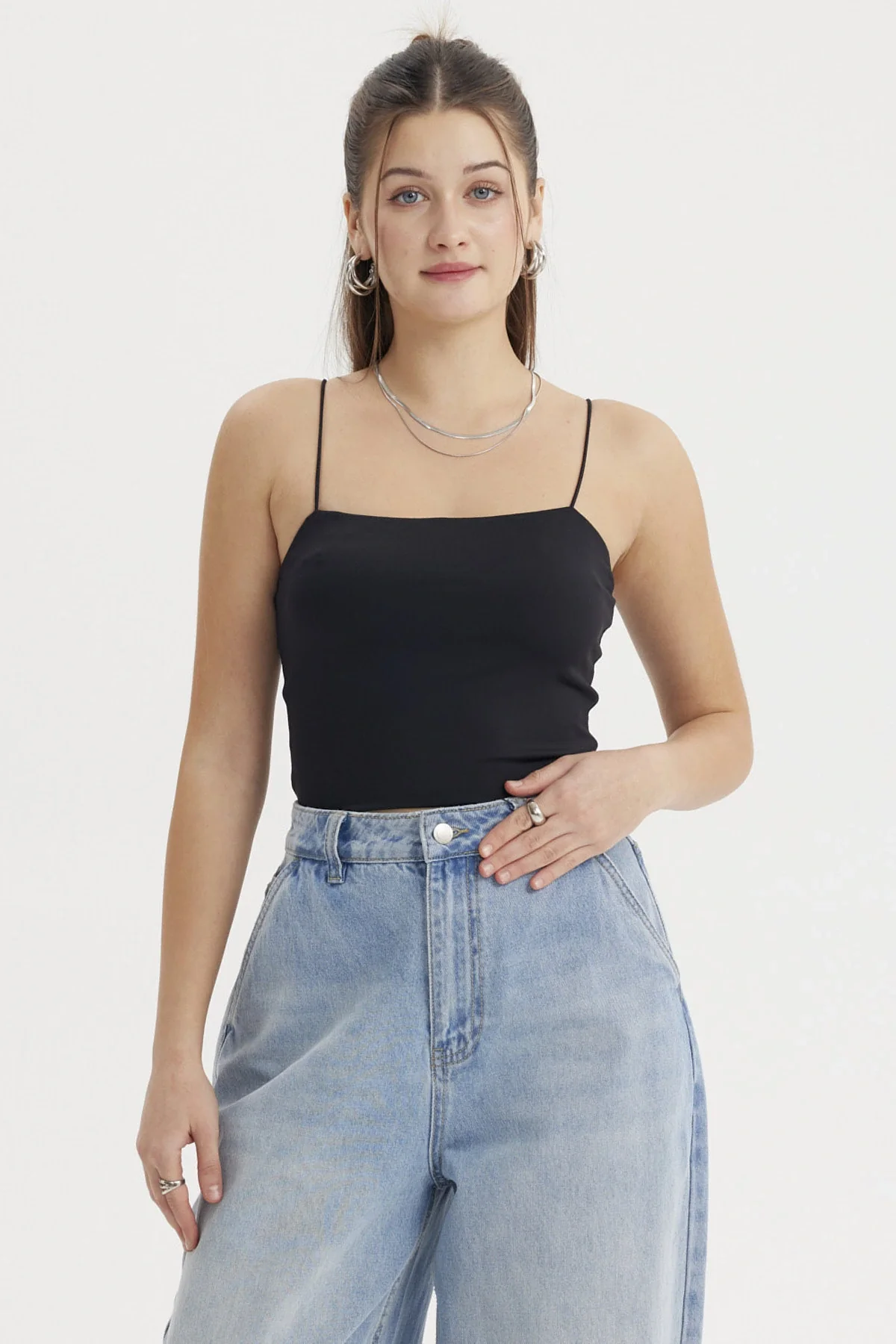 Peto Mujer Liso Print Crop Negro