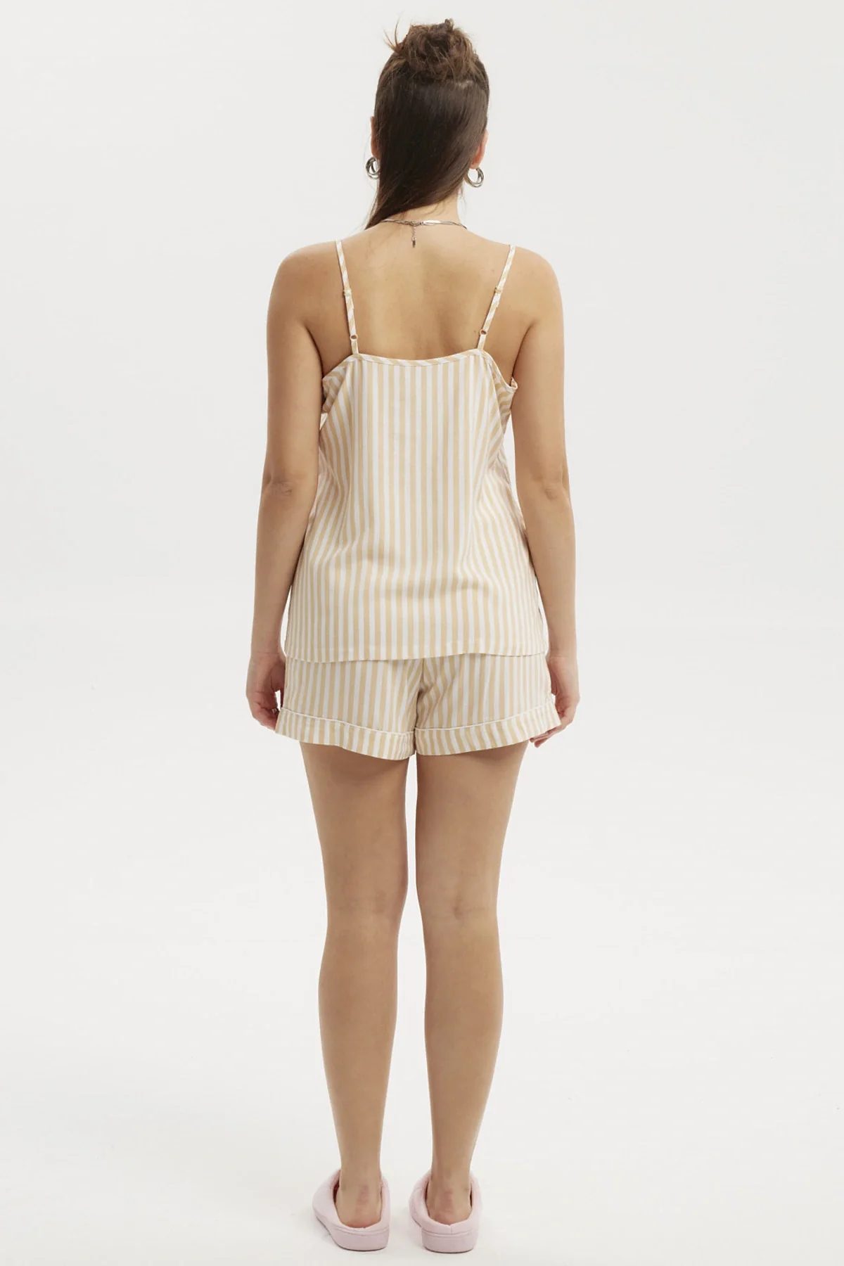 Pijama Mujer Hombro Descubierto Beige - Image 3