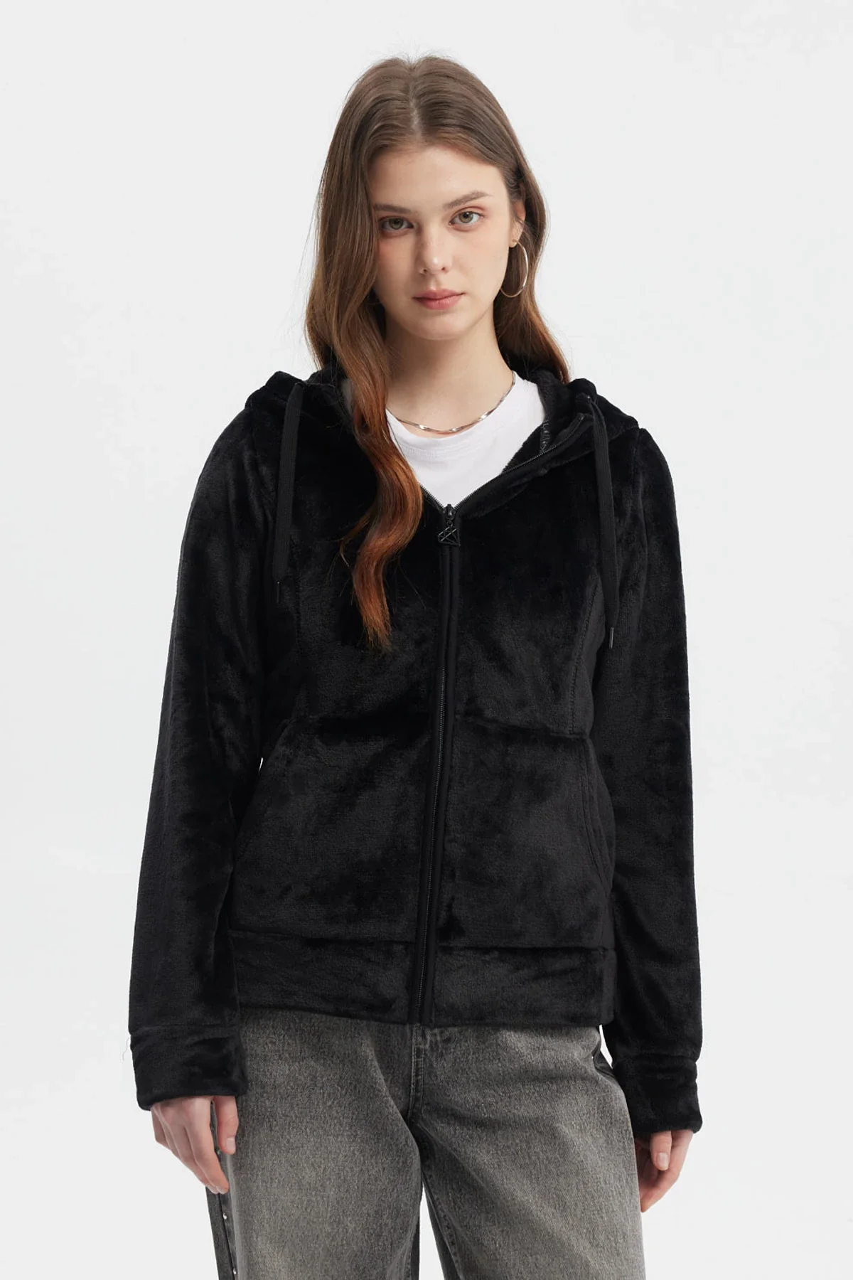 Polar Mujer Abierto Plush Negro