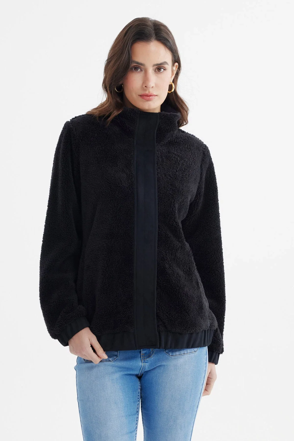 Polar Mujer Cuello Camisero Negro