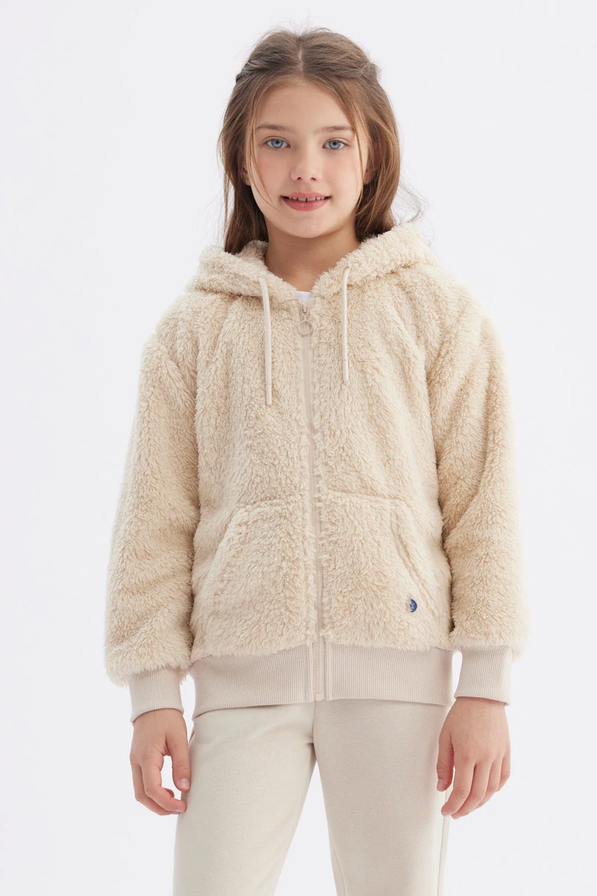 Polar Niña Peludo Básico Beige