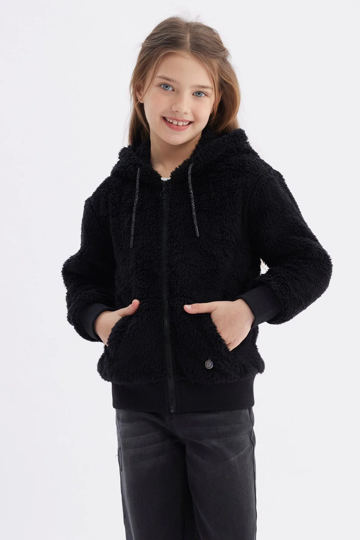 Polar Niña Peludo Básico Negro
