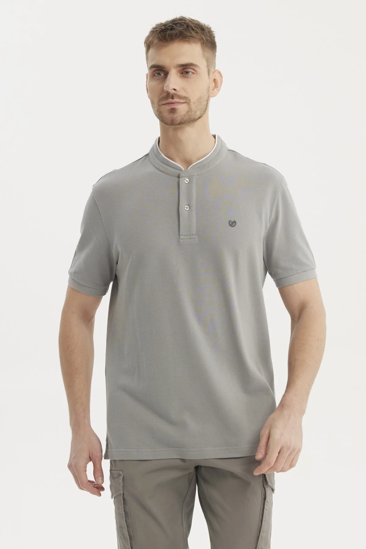 Polera Hombre Cuello Polo Gris