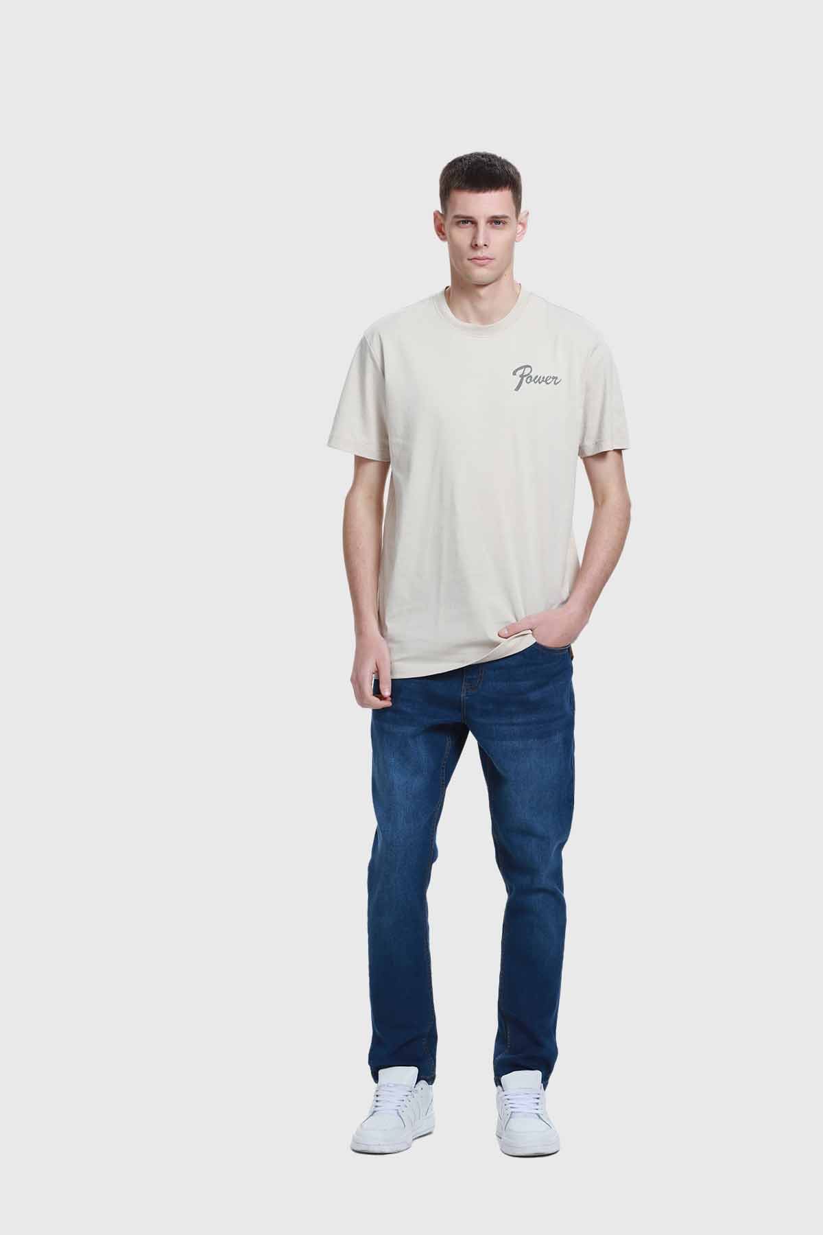 Polera Hombre Doble Print Beige - Image 4