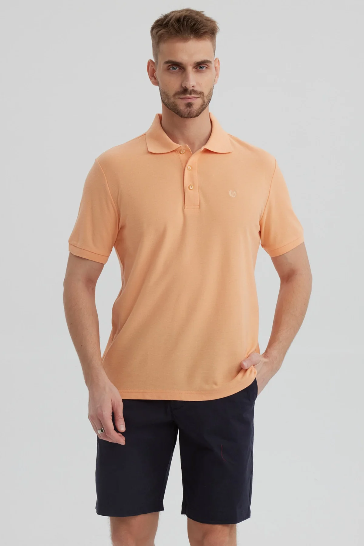 Polera Hombre Pique Básica Lisa Damasco