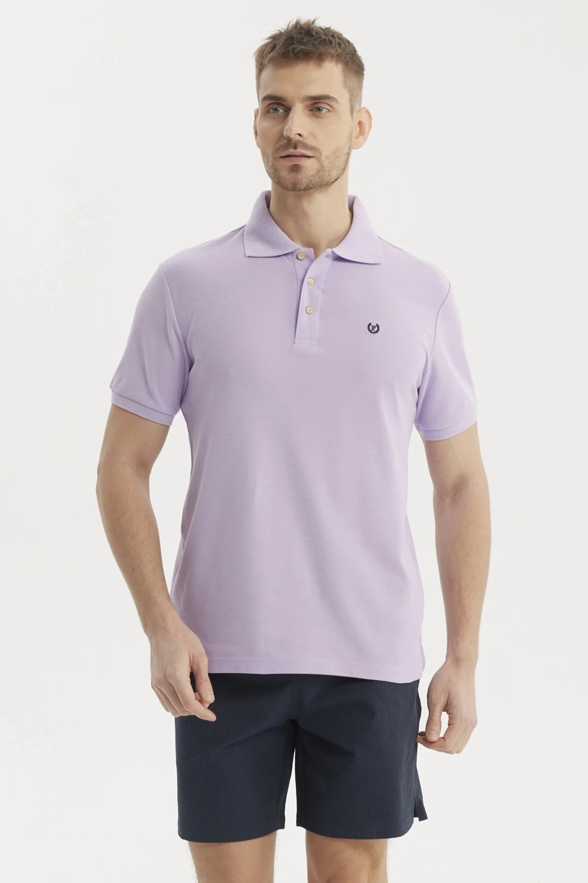 Polera Hombre Pique Básica Lisa Lila