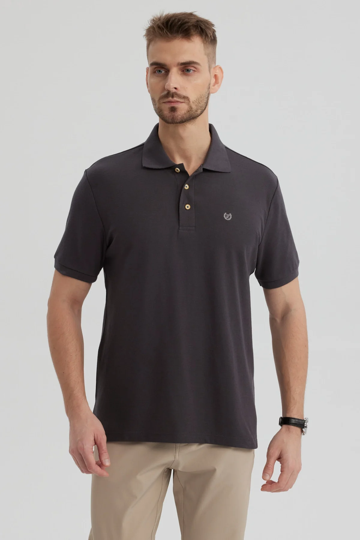 Polera Hombre Pique Básica Lisa Marengo