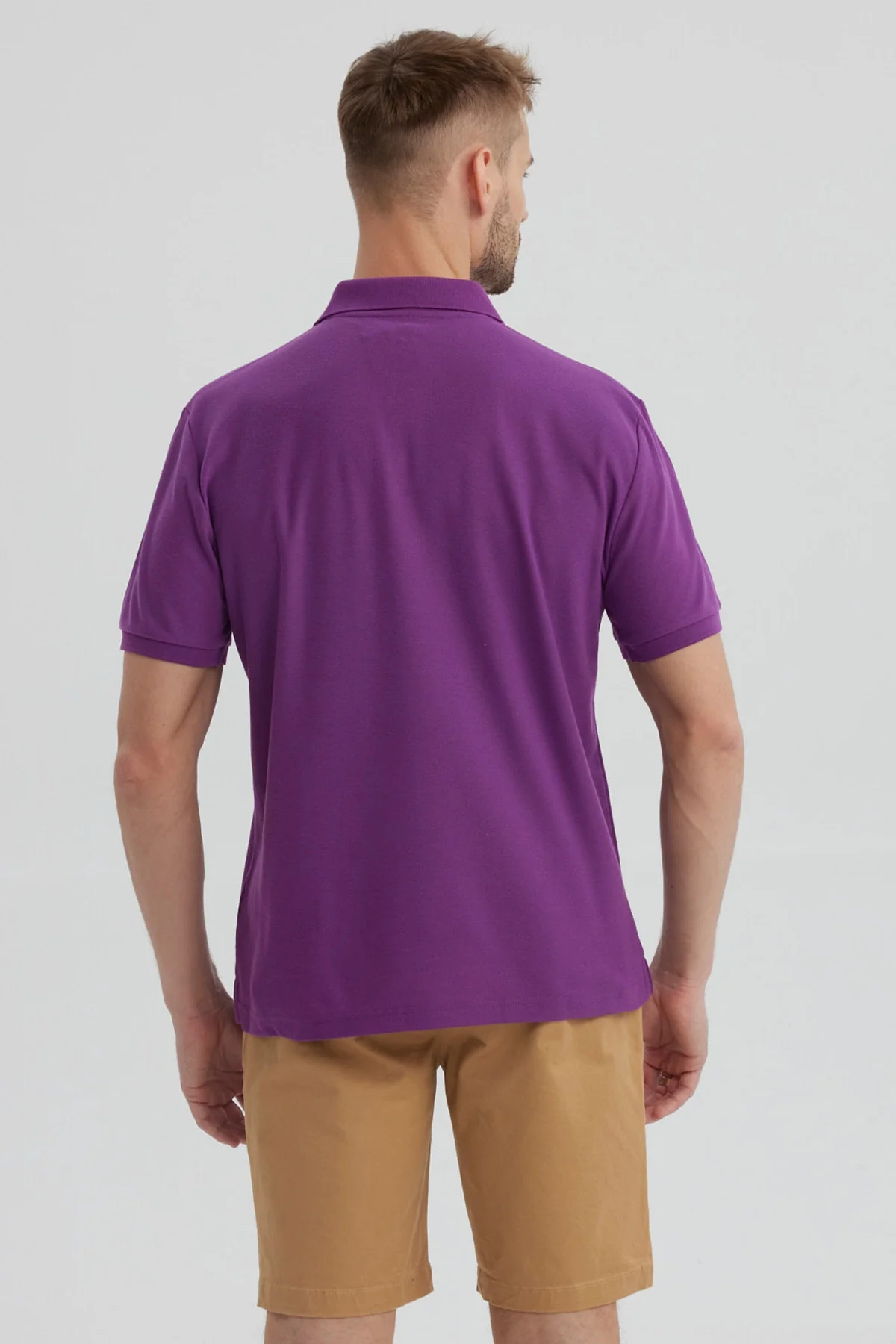 Polera Hombre Pique Básica Lisa Morado - Image 3